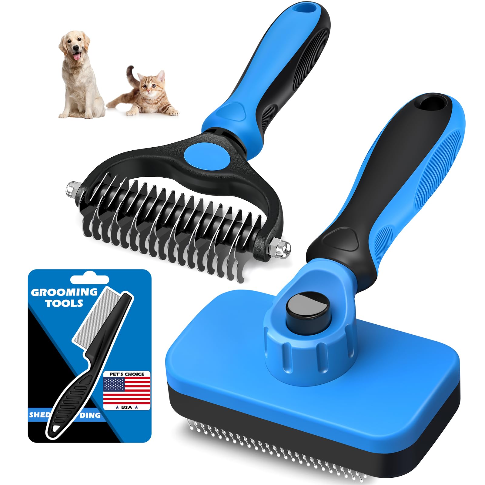 Dipoo Self Cleaning Shedding Brush - Skin Friendly Grooming Tool for Dogs, Cats, and Puppies, Deshedding and Hair Removal for Long and Short Haired Pets, Black