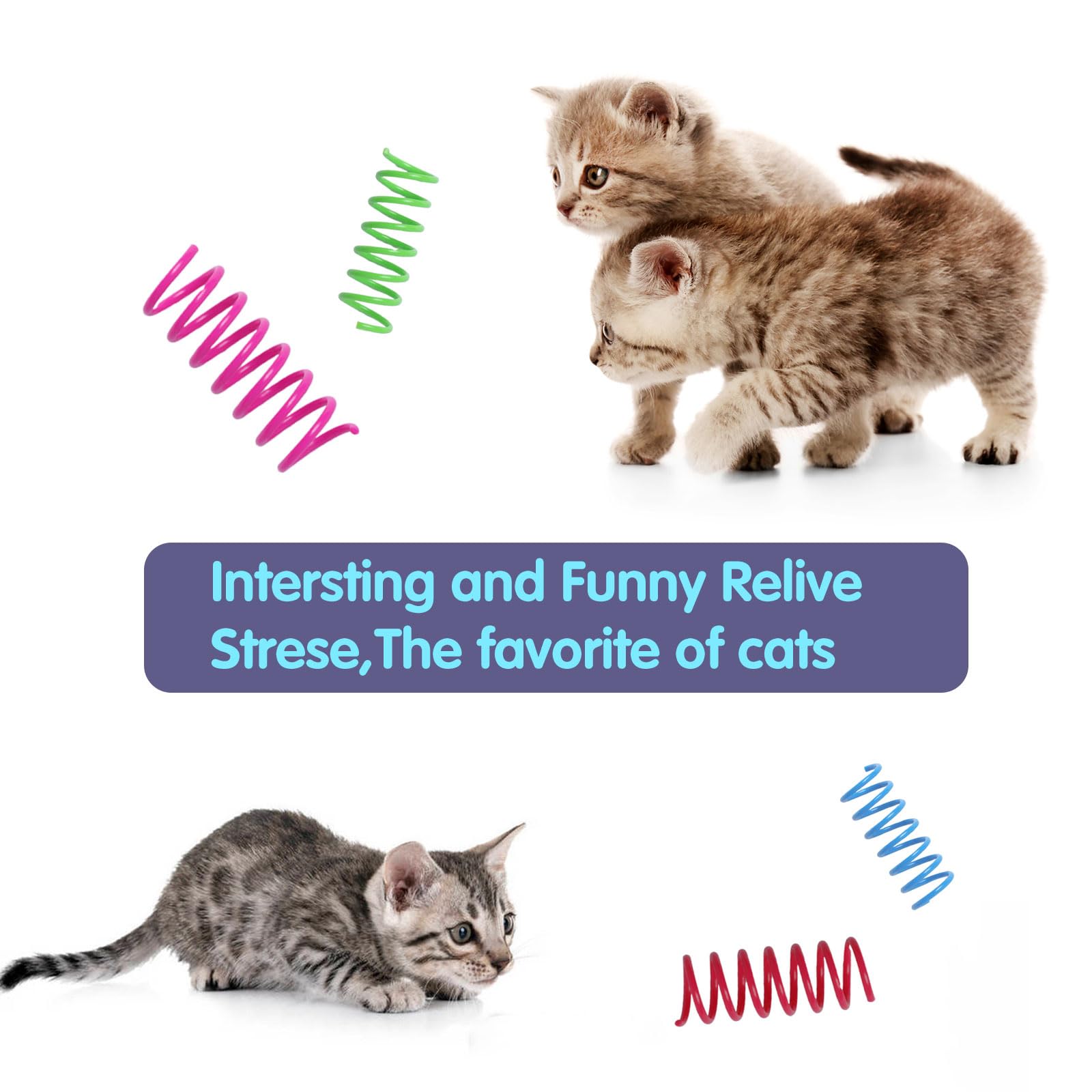 12PCS 12Colors Cat Spring Toys for Indoor Cats, Interactive Coil Springs for Self Play, Durable Heavy Plastic Cat Spiral Spring, Hunting, Biting, Swatting Creative Kitten Toy.