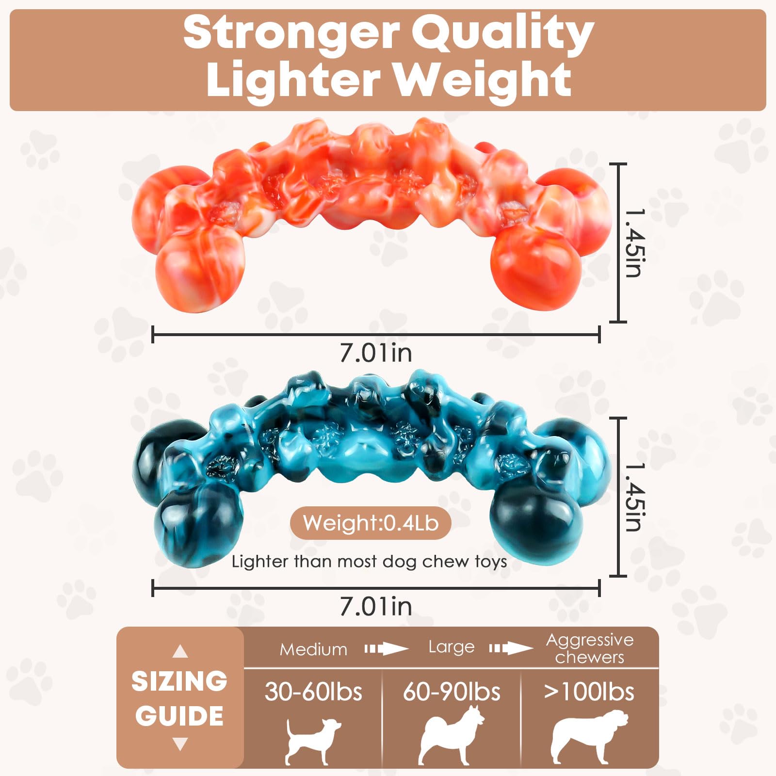 Dog Chew Toys for Aggressive Chewers - 2 Pack Indestructible Teeth Cleaning Chew Toys to Keep Them Busy for Medium & Large Dogs