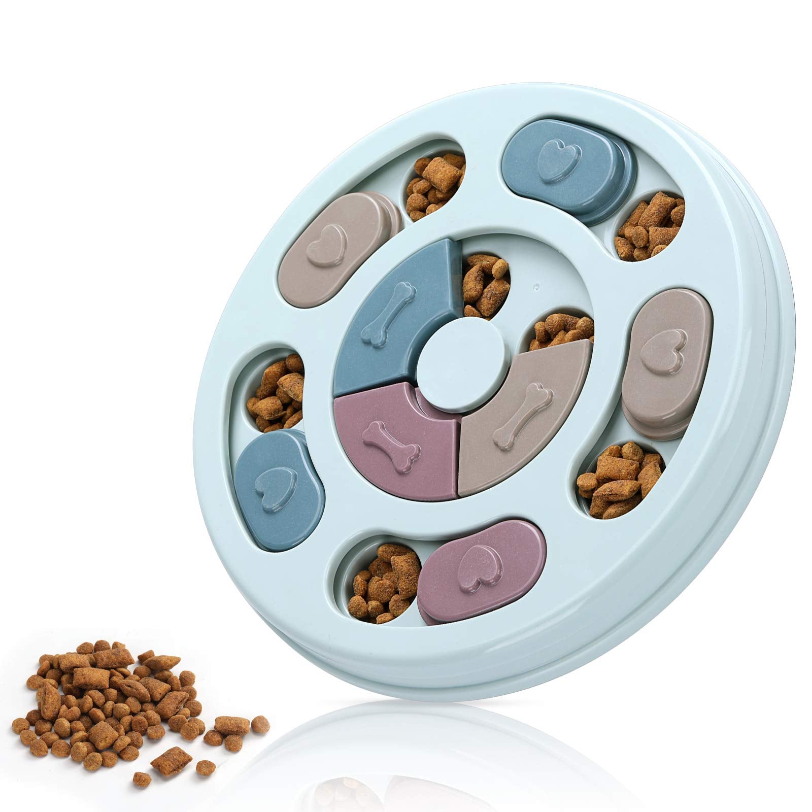 Potaroma Dog Puzzle Toy 2 Levels, Slow Feeder, Pup Food Treat Feeding Dispenser for IQ Training and Entertainment for All Breeds 4.2 Inch Height