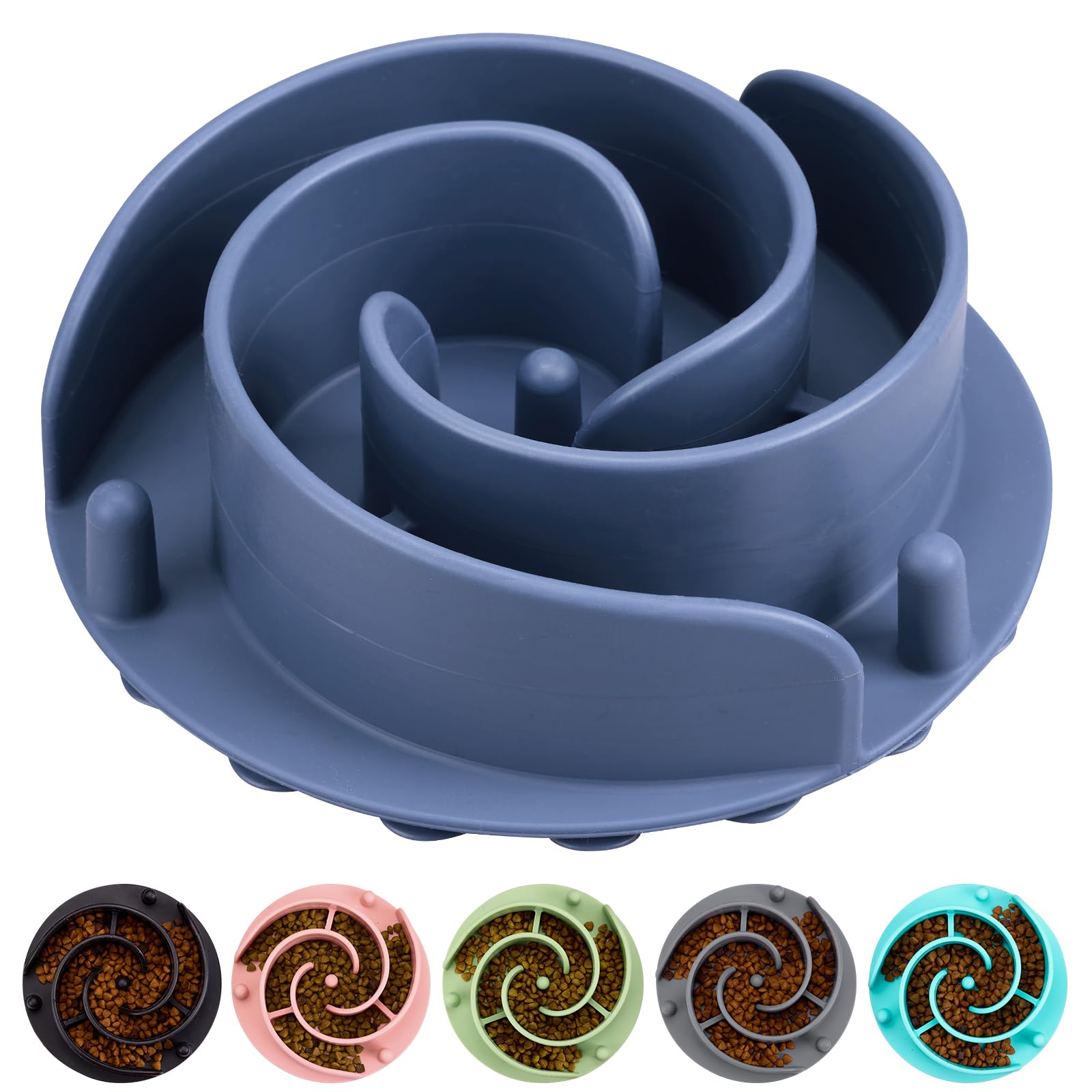 Keegud Slow Feeder Dog Bowls Insert [Octopus Suction Cups] Super Firm Slow Eating Dog Bowl [Cuttable] for Large Breed and Medium Size Dog Compatible with Regular and Elevated Dog Bowls (Turbine)