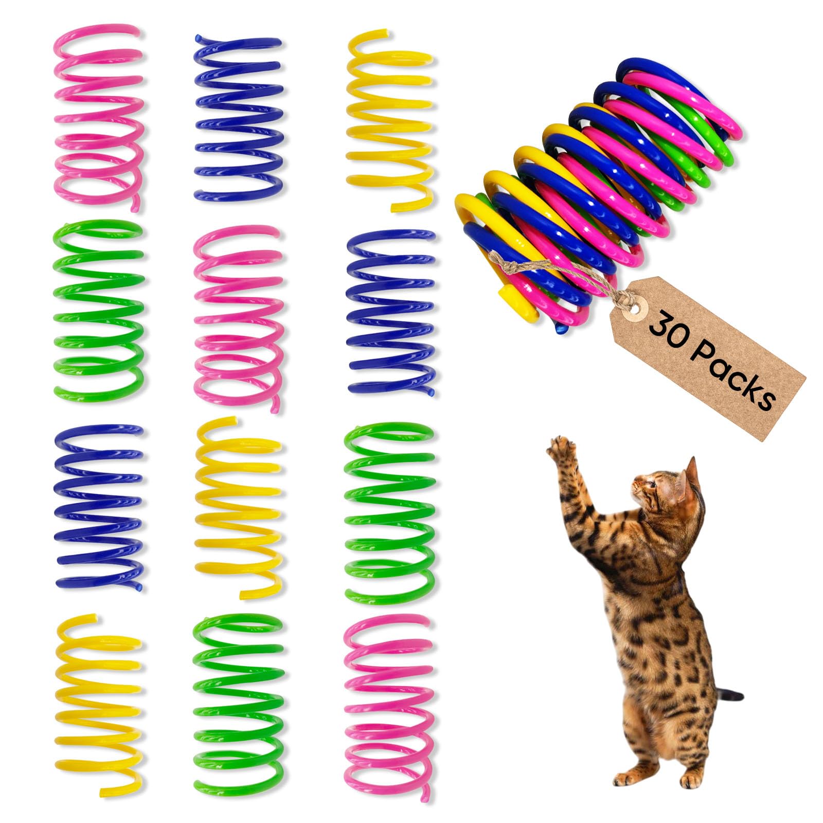 12PCS 12Colors Cat Spring Toys for Indoor Cats, Interactive Coil Springs for Self Play, Durable Heavy Plastic Cat Spiral Spring, Hunting, Biting, Swatting Creative Kitten Toy.