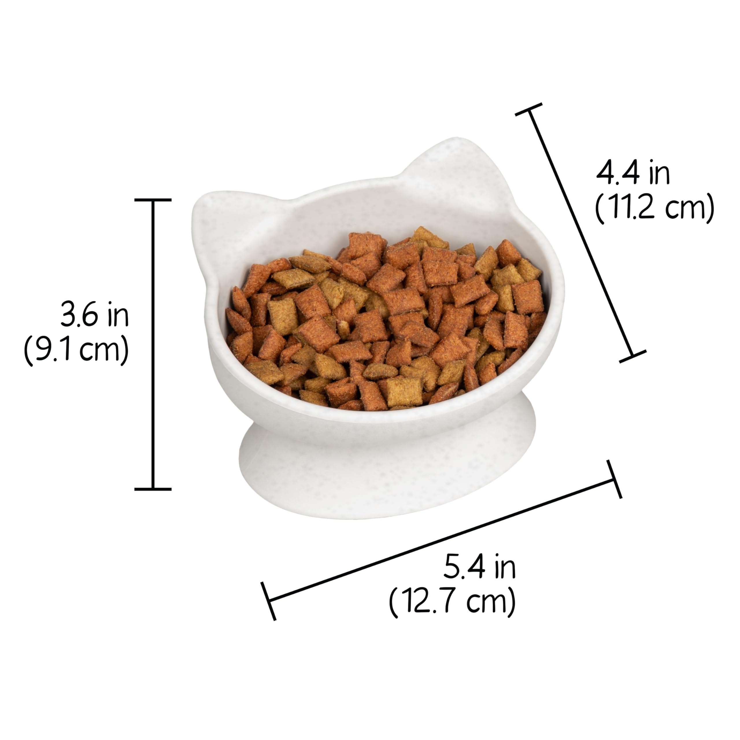Kitty City Elevated Cat Bowls (Set of 2), Whisker-Friendly Raised Cat Food & Water Dishes, Modern Pedestal Design, Dishwasher Safe, 6.5 oz Each – White & Gray