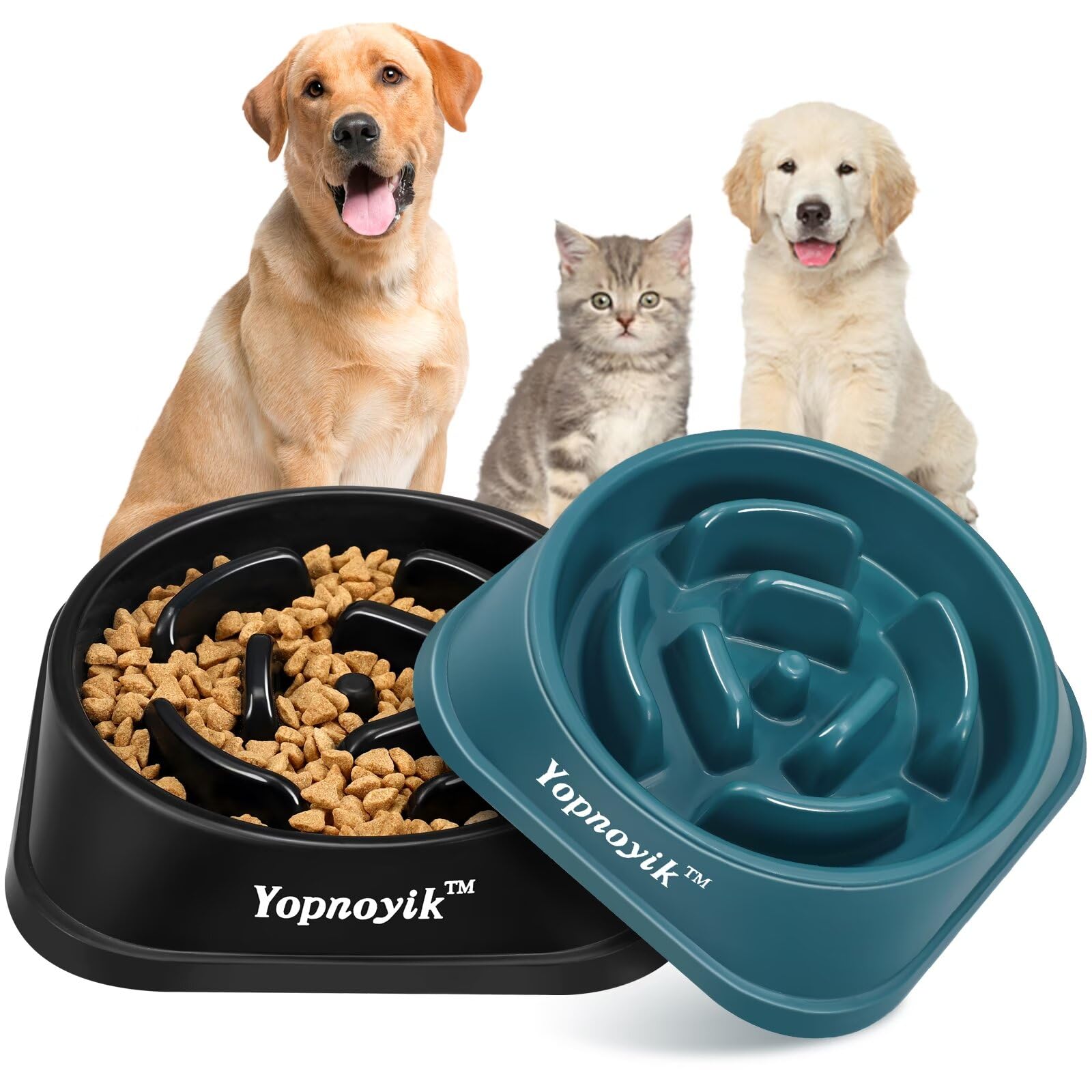 MateeyLife Slow Feeder Dog Bowls 2PCS, Anti-Choking Puzzle Dog Food Bowls, Anti-Slip Interactive Feeding Slow Down Eating, Bloat Stop Maze Dishes for Medium Breeds