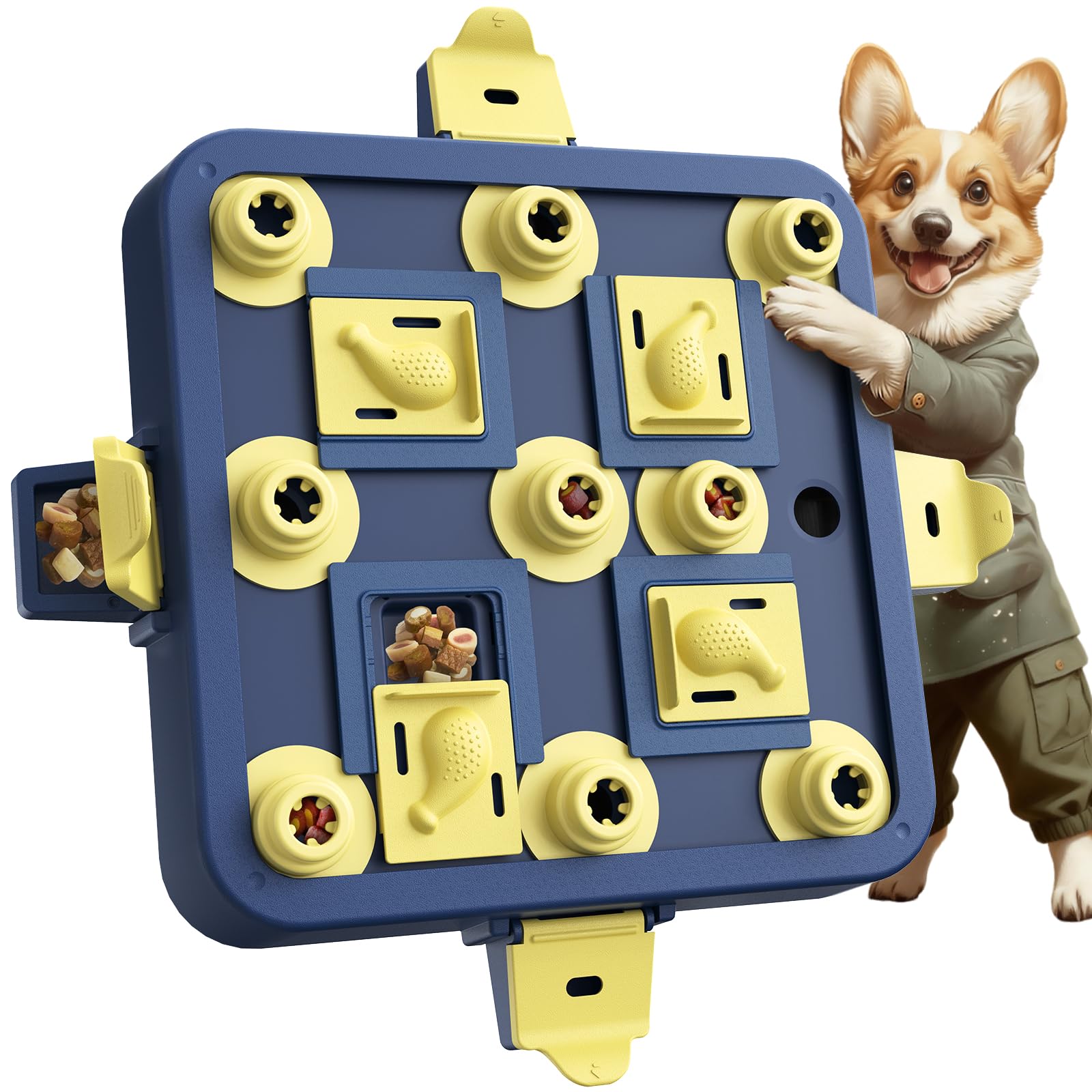 Potaroma Dog Puzzle Toy 2 Levels, Slow Feeder, Pup Food Treat Feeding Dispenser for IQ Training and Entertainment for All Breeds 4.2 Inch Height