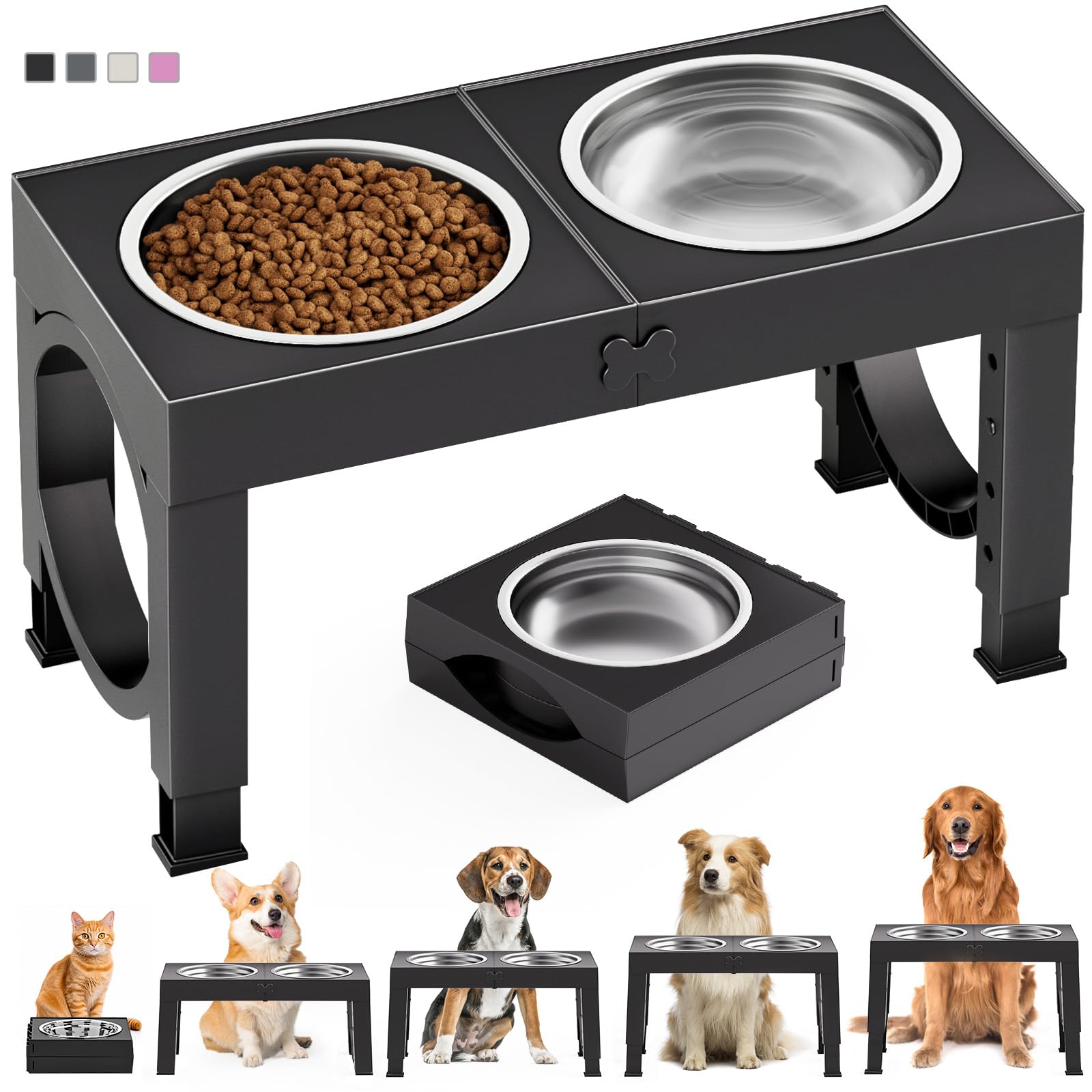 Pet Feeding Mat-Absorbent Dog Mat for Food and Water Bowl-No Stains Quick Dry Dispenser Mat-Dog Accessories Pet Supplies-Water Bowl for Messy Drinkers（Darkgrey,12"x19"