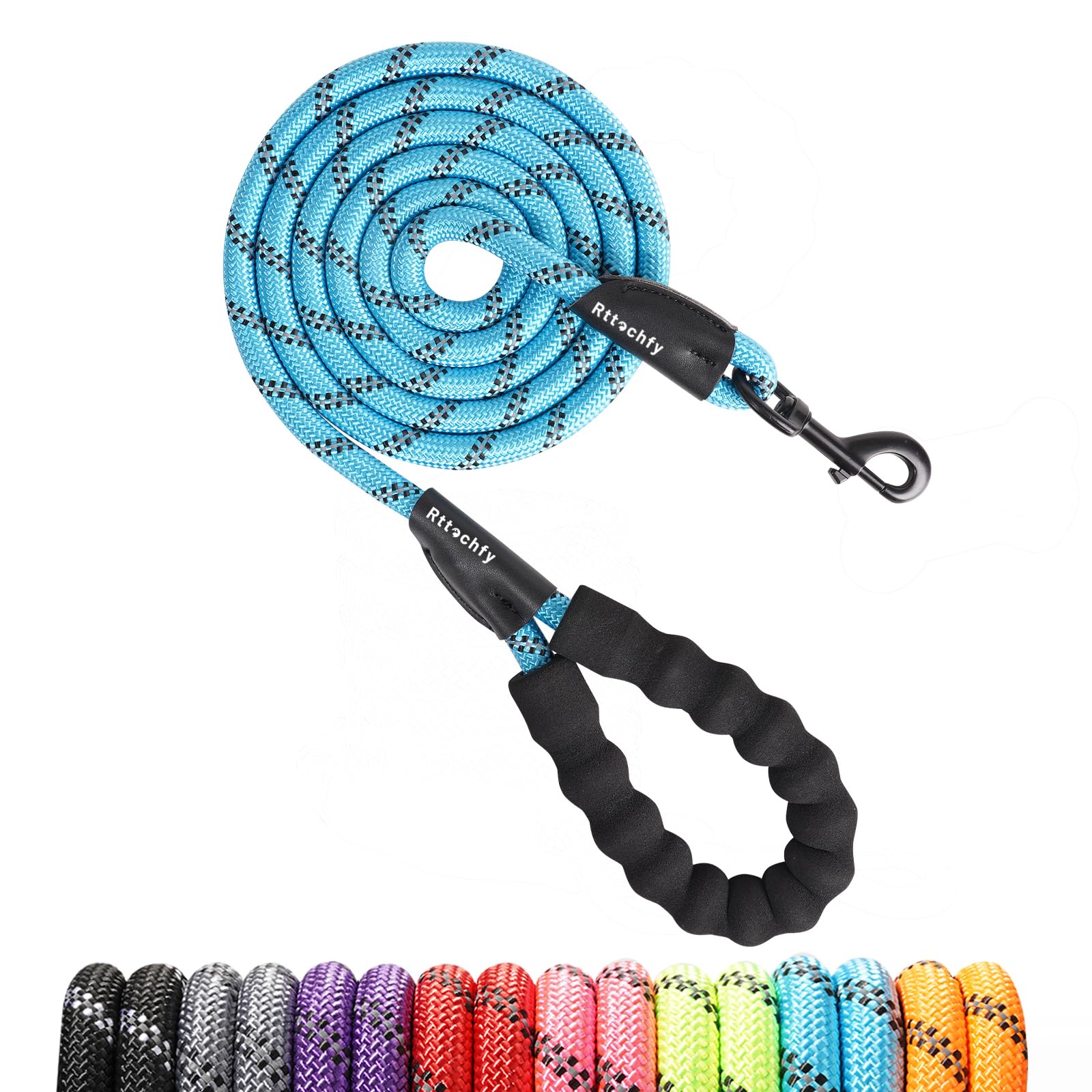 BAAPET 2/4/5/6 FT Dog Leash with Comfortable Padded Handle and Highly Reflective Threads for Small Medium and Large Dogs (5FT-1/2'', Black)