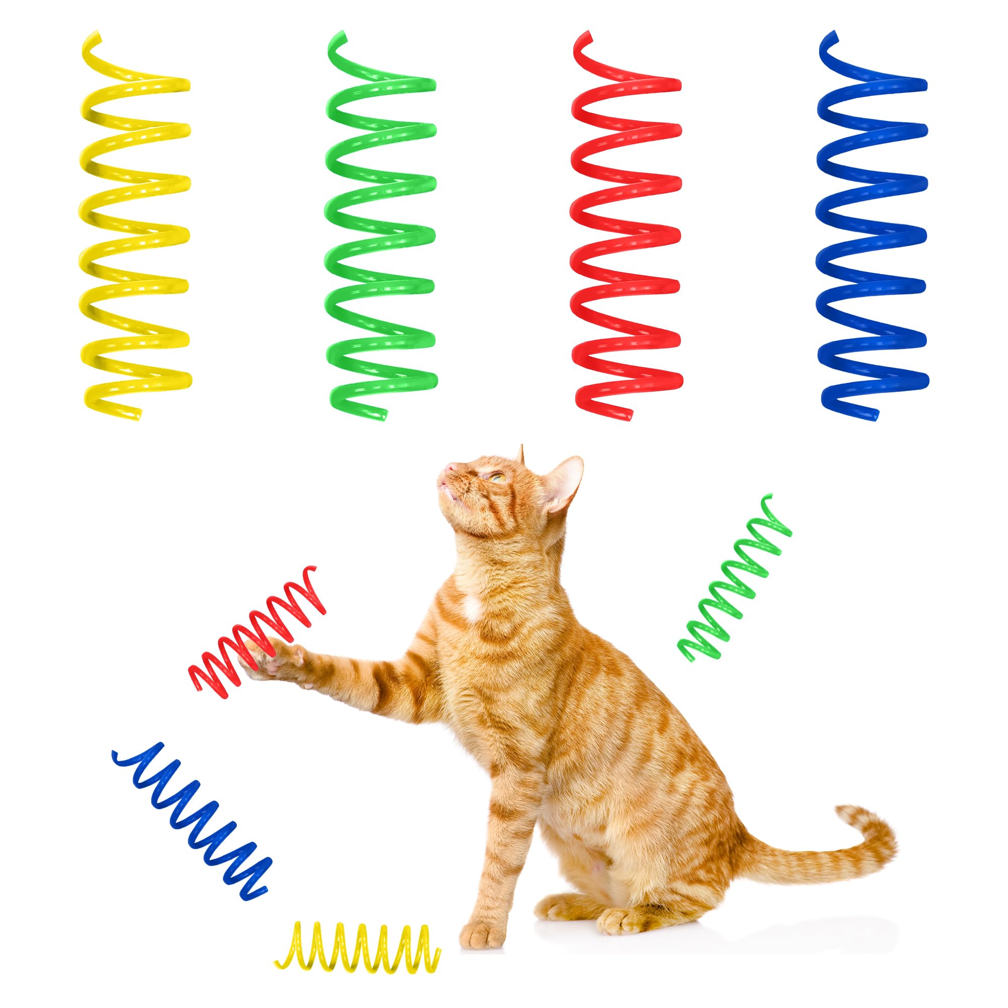 12PCS 12Colors Cat Spring Toys for Indoor Cats, Interactive Coil Springs for Self Play, Durable Heavy Plastic Cat Spiral Spring, Hunting, Biting, Swatting Creative Kitten Toy.
