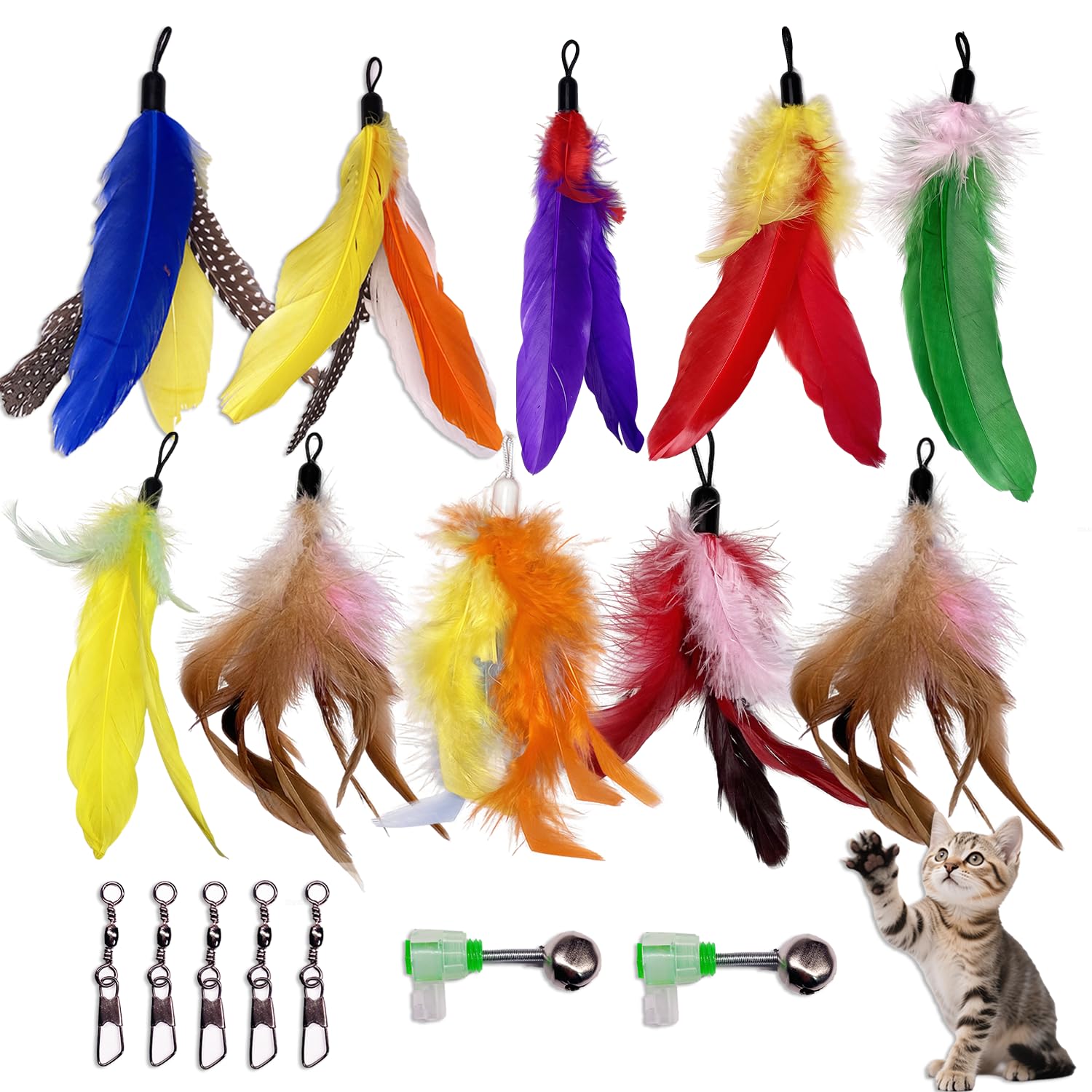The Natural Pet Company Cat Toys Feather Refill 6 Pack - Add Life to Your Cat's Favorite Toy with This Interchangeable Feather Refill Multipack (As Photographed).