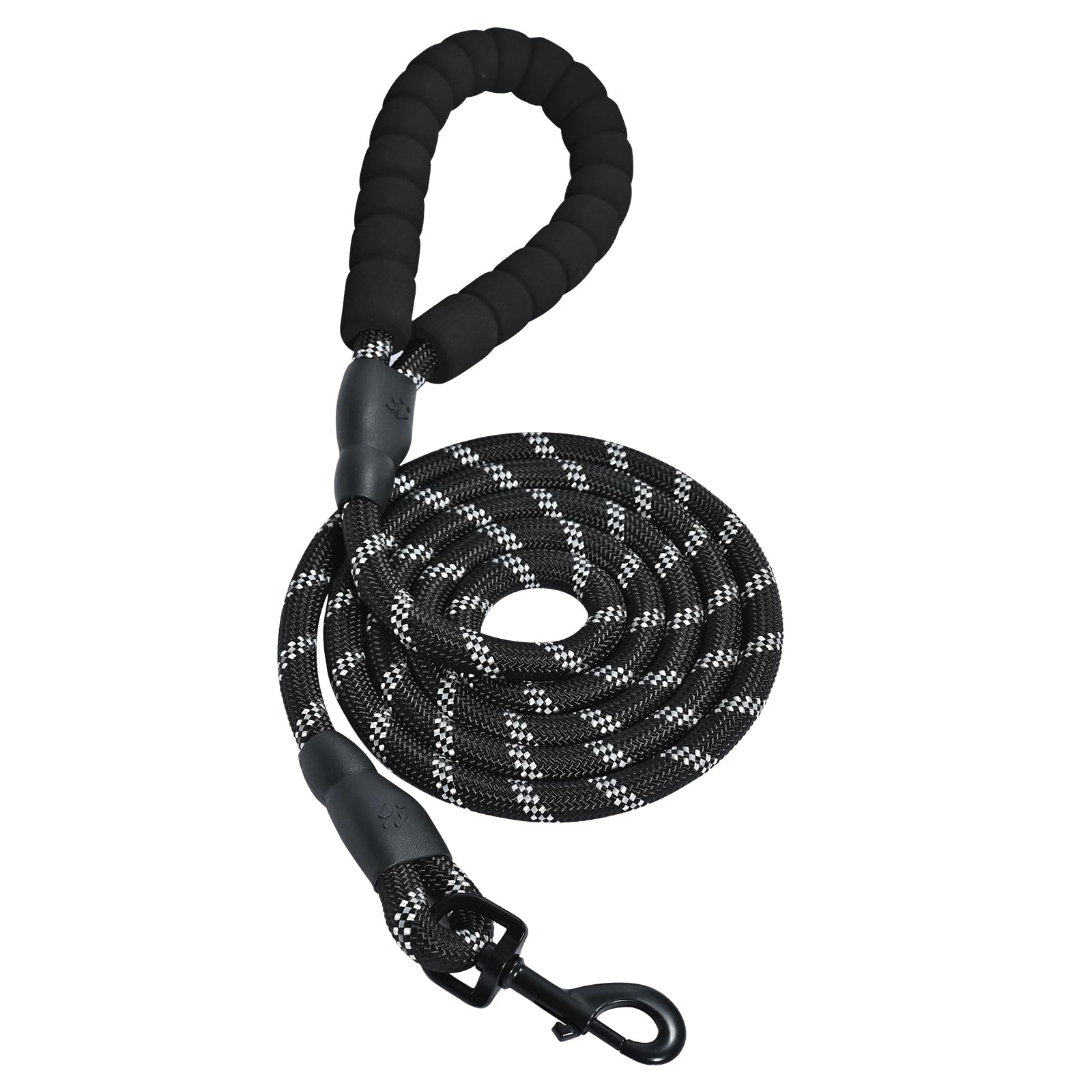 BAAPET 2/4/5/6 FT Dog Leash with Comfortable Padded Handle and Highly Reflective Threads for Small Medium and Large Dogs (5FT-1/2'', Black)