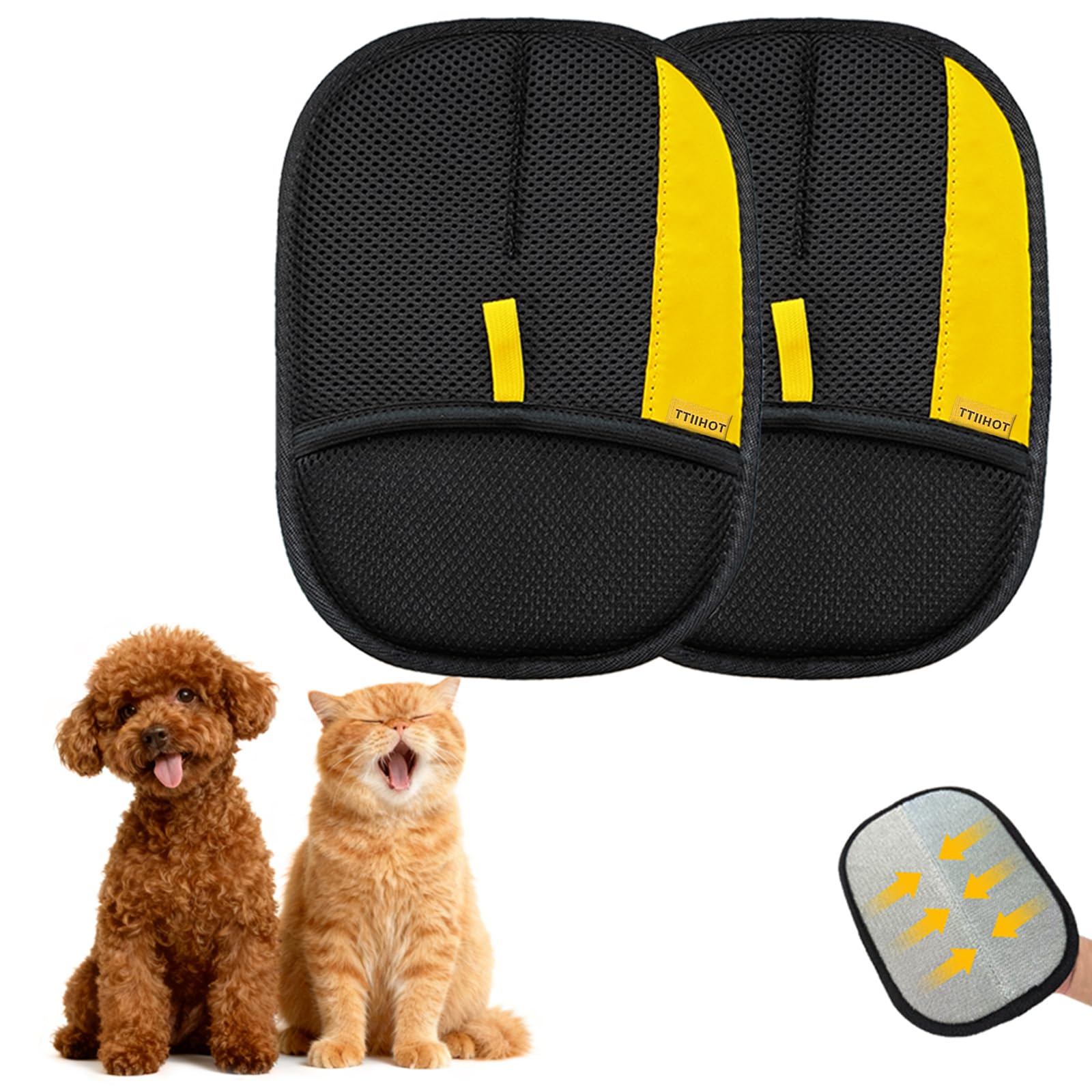 SAWMONG Pet Hair Removal Glove, 2Pcs Cat & Dog Reusable Pet Hair Remover Gloves New Upgrade, Grooming Pet Hair Remover Tool, Alternative to Lint Rollers