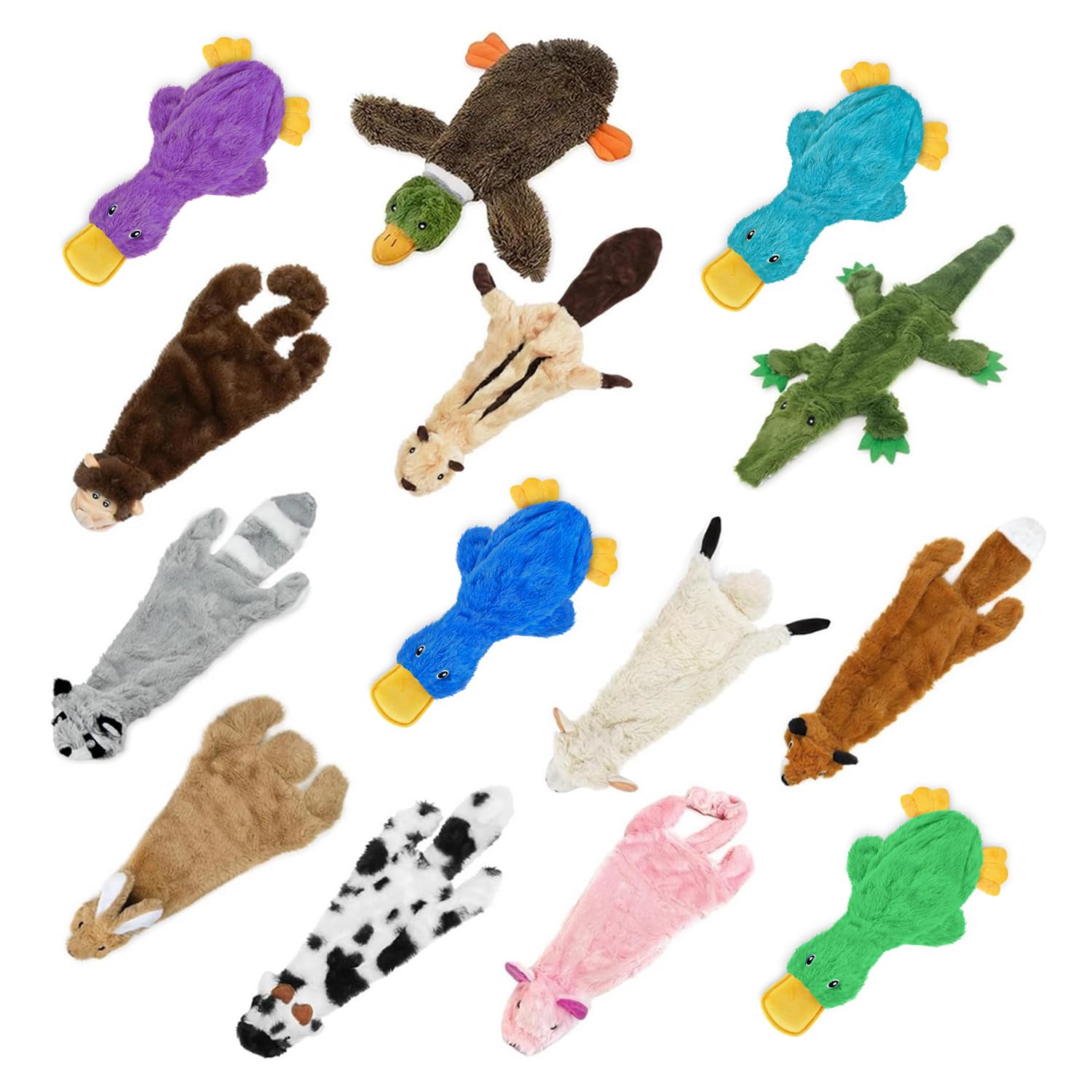 SHARLOVY Dog Squeaky Toy No Stuffing 6 Pack, Dog Toys Crinkle for Small Puppy, Durable Chew Plush Cute Animals Natural for Teething Pet