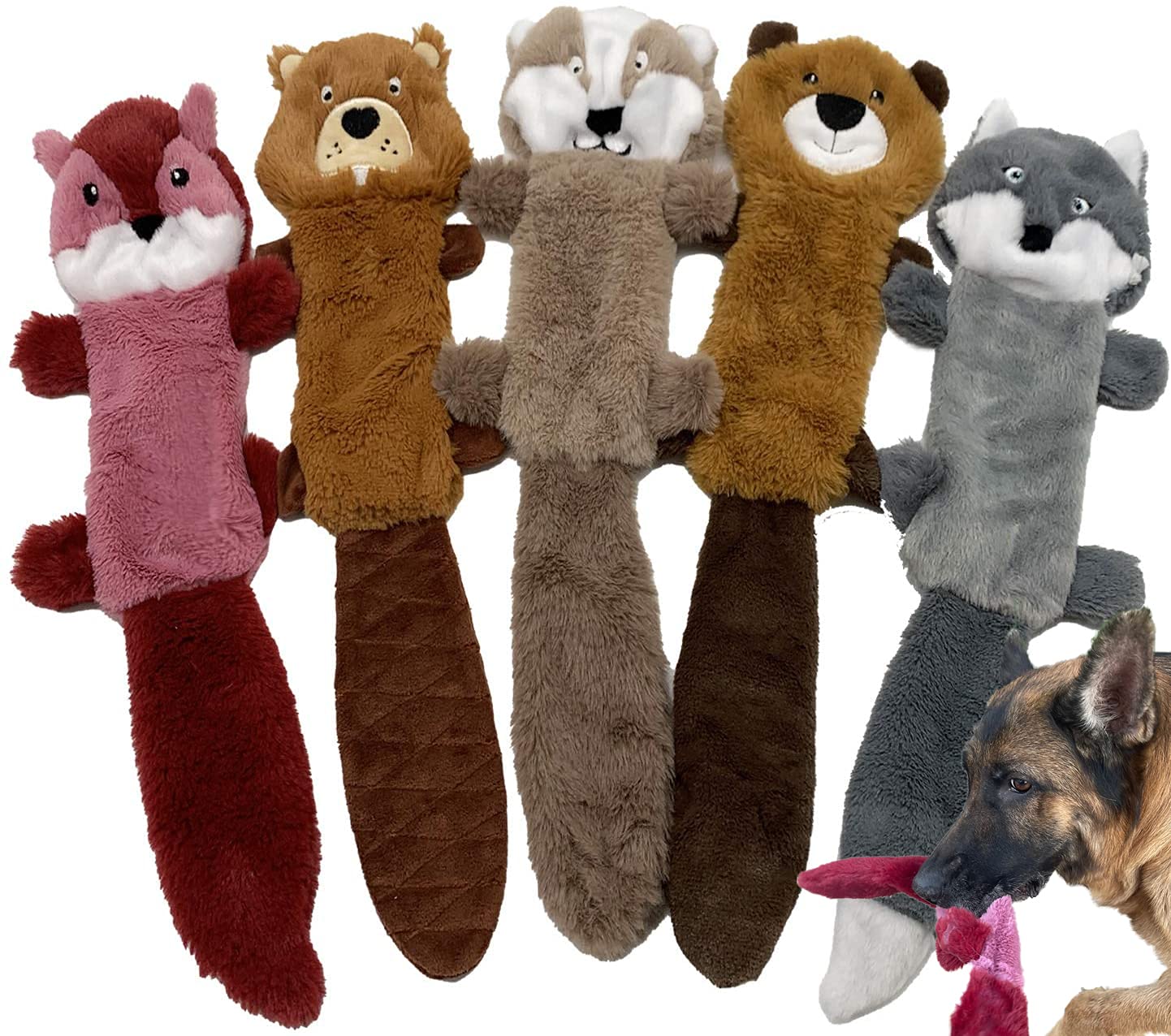 SHARLOVY Dog Squeaky Toy No Stuffing 6 Pack, Dog Toys Crinkle for Small Puppy, Durable Chew Plush Cute Animals Natural for Teething Pet