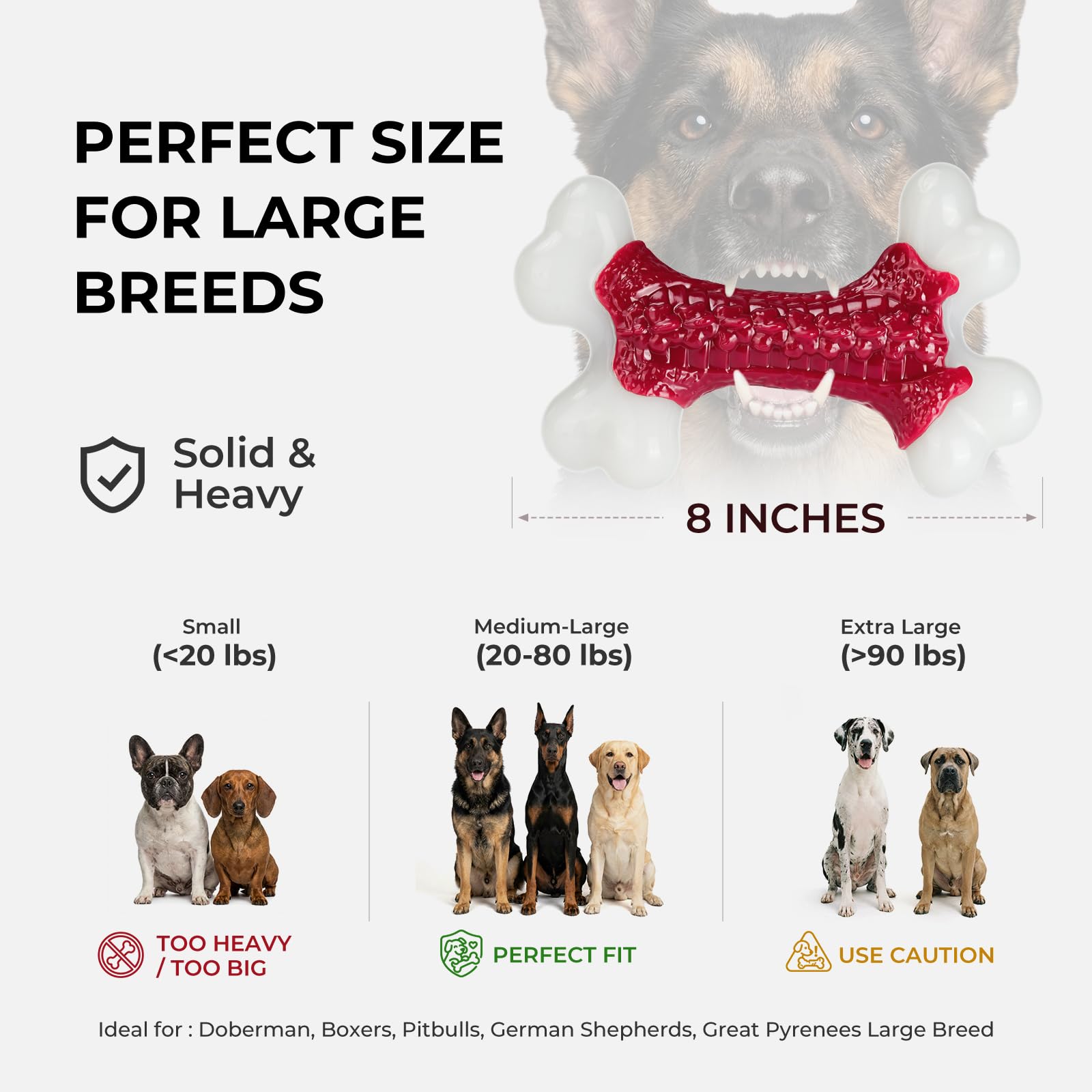 Kseroo Indestructible Dog Toys for Aggressive Chewers: Beef Flavored Hard Nylon Bone Chew Toys, Tough Dog Chew Toys for Large Dogs, Dog Toys to Keep Them Busy for Medium Large Breed (20-80 lbs), Red