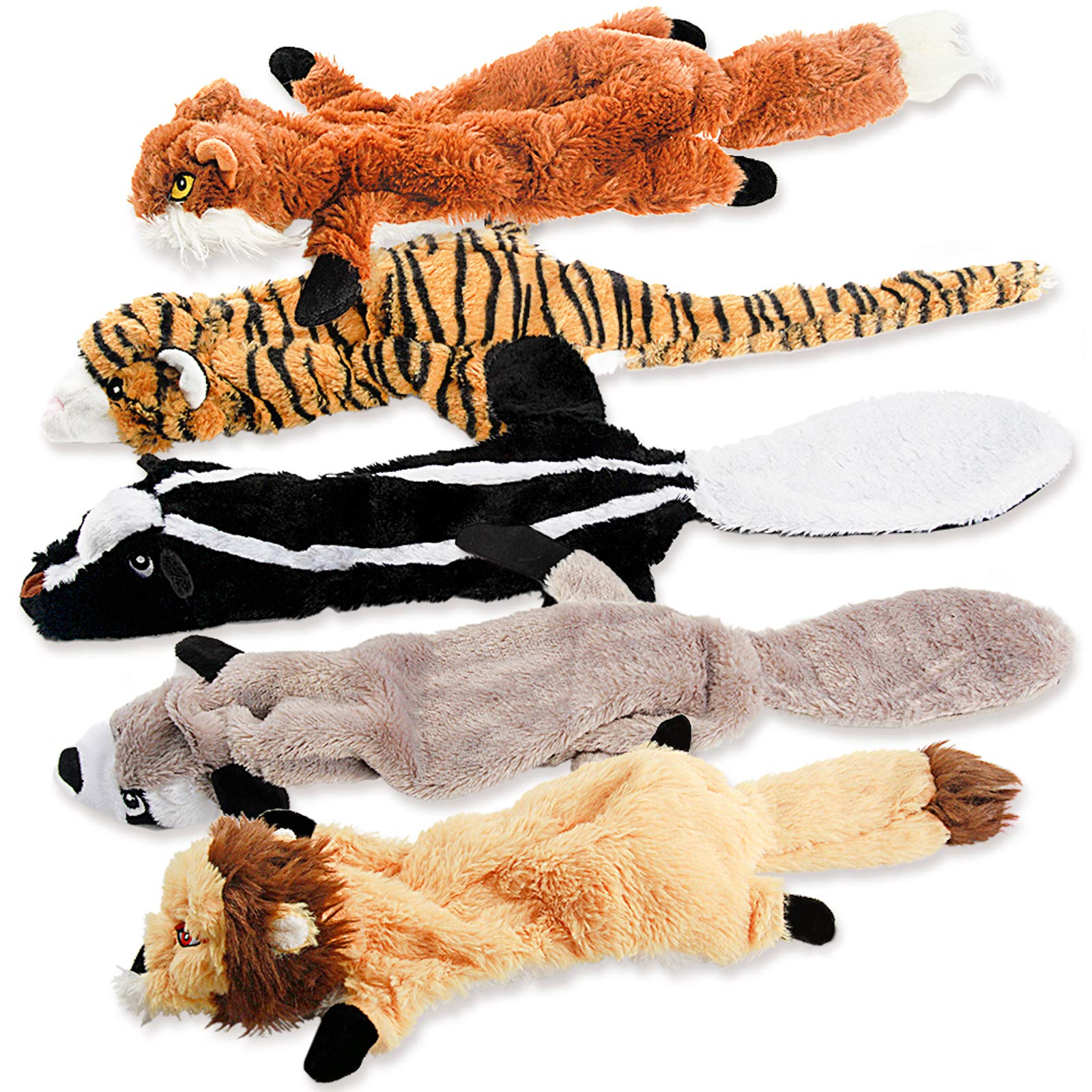SHARLOVY Dog Squeaky Toy No Stuffing 6 Pack, Dog Toys Crinkle for Small Puppy, Durable Chew Plush Cute Animals Natural for Teething Pet