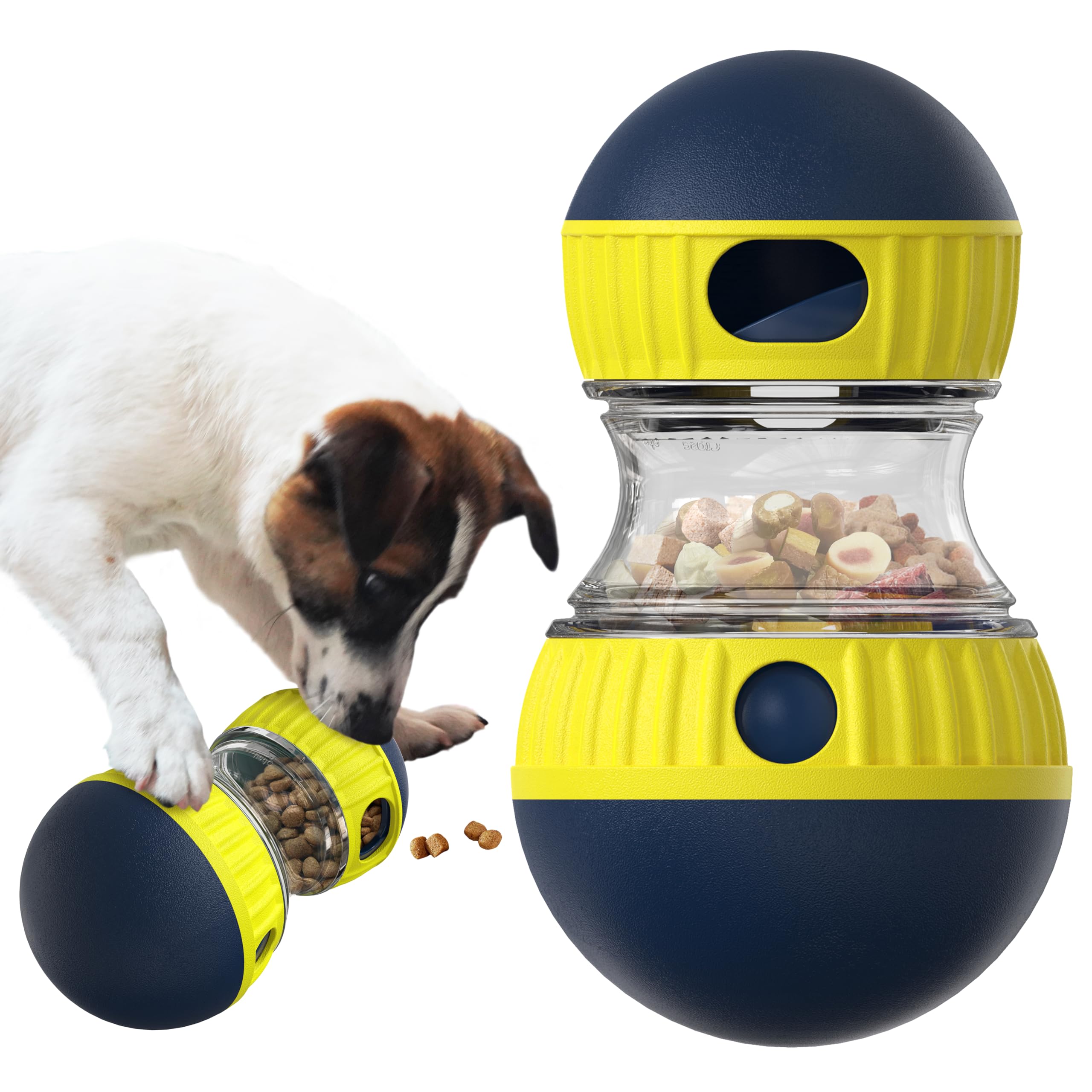 BSISUERM Dog Puzzle Toy Adjustable Treat Dispensing Ball Food Dispenser Tough Slow Feeder Puppy Enrichment Training Toy Pet Interactive Chase Toys for Small Medium Large Dogs to Keep Them Busy, Green