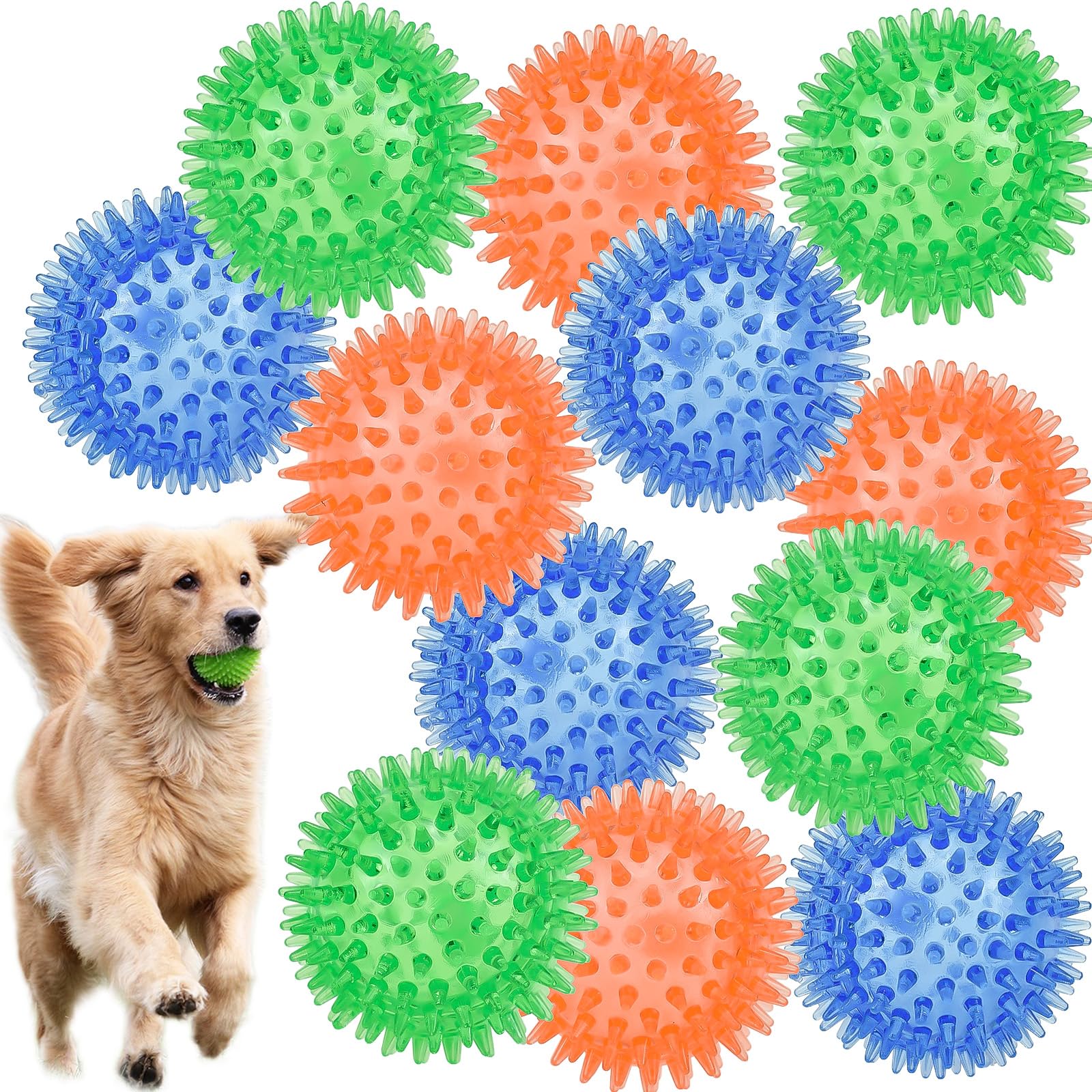 petizer 6 Pack 2.5” Squeaky Dog Toy Balls, Floating Dogs Pool Balls, Spiky Dog Balls, Durable Interactive Fetch Toys for Puppy, Dog Chew Toys for Teething (2.5", Small Dog)