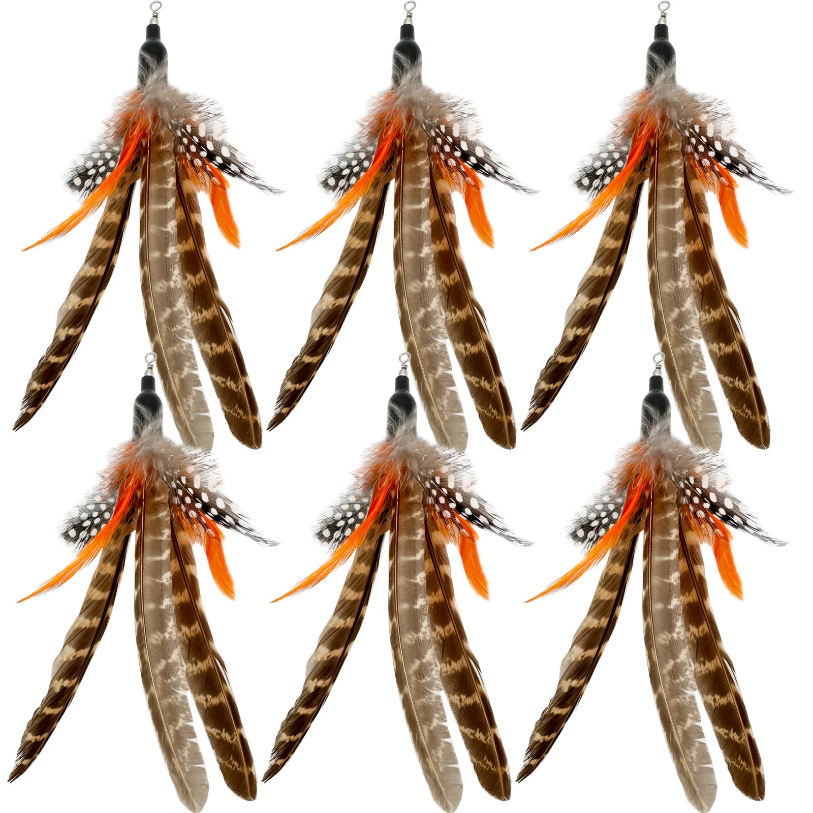 miwoowim Natural unstained Feathers,8PCS Cat Feather Toys Replacement Wand Toy Refills, Cat Feathers Refill for Indoor Cats,Perfect Wand Attachments