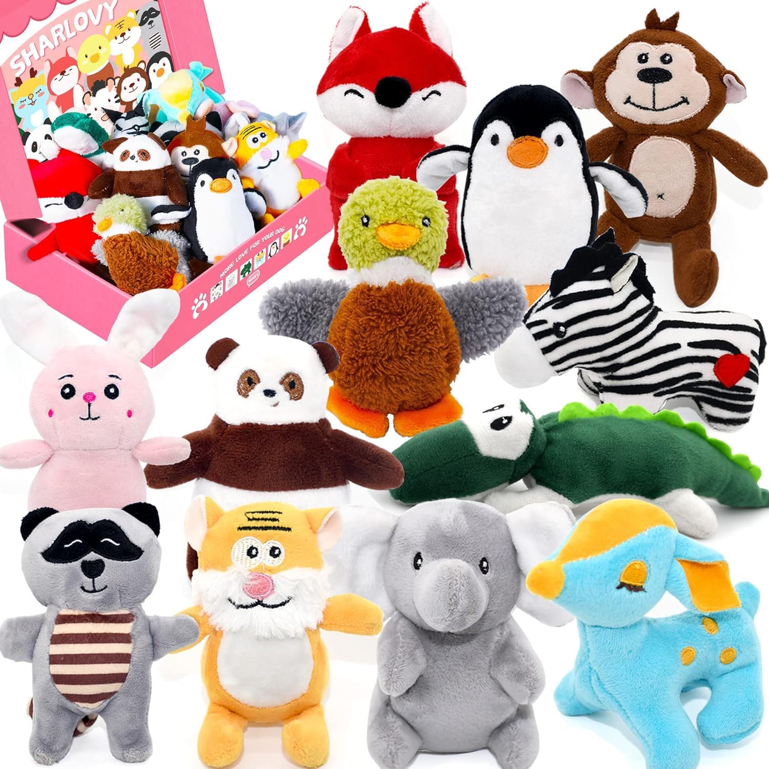 30 Pcs Dog Squeaky Toys, Cute Plush Small Dog Toys with Squeakers,Interactive Puppy Chew Toys for Small Medium Dogs Teething