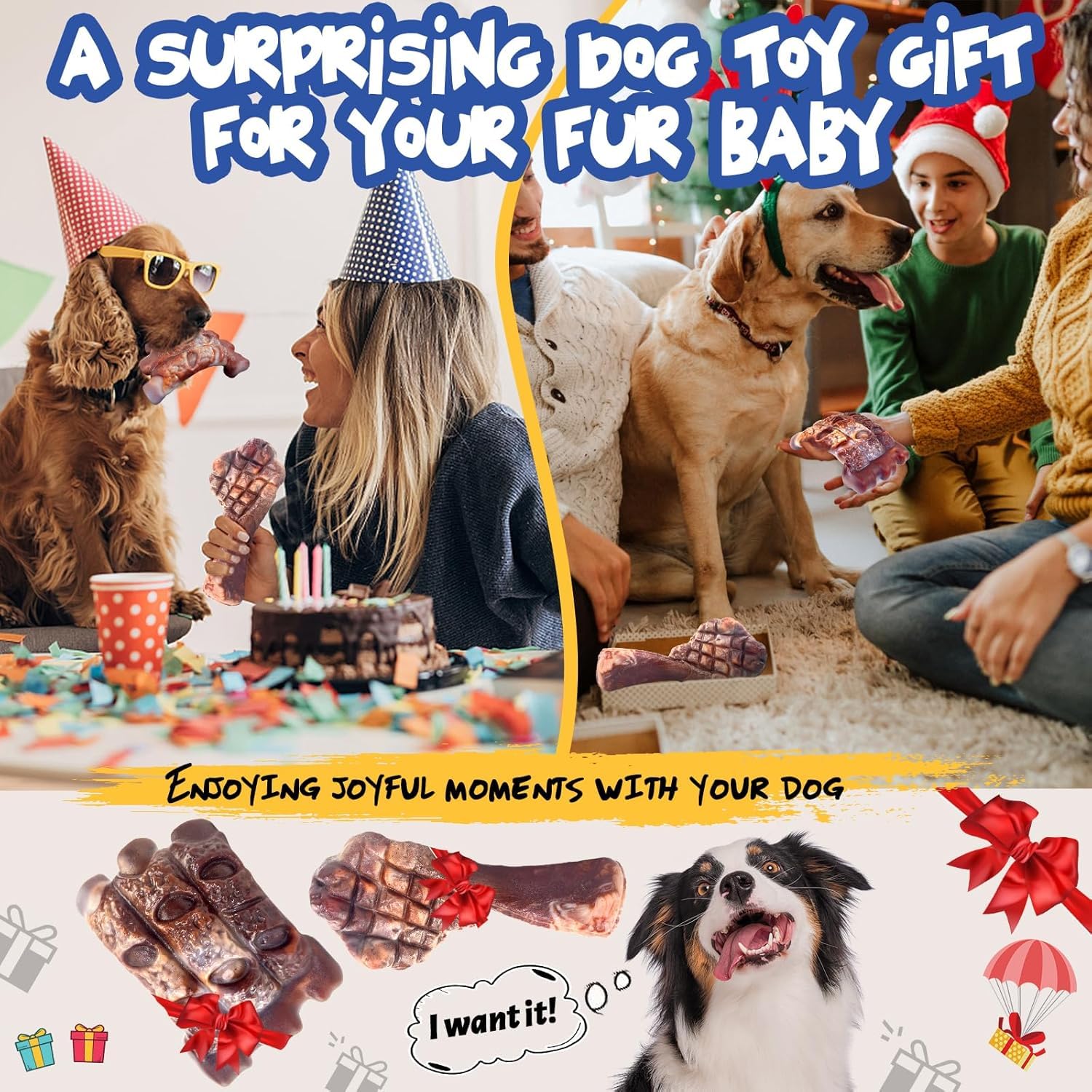 Fuufome Dog Chew Toys for Aggressive Chewers：2 Pack Indestructible Dog Toy for Large Breed- Tough Nylon Teething Bone Toy to Keep Them Busy
