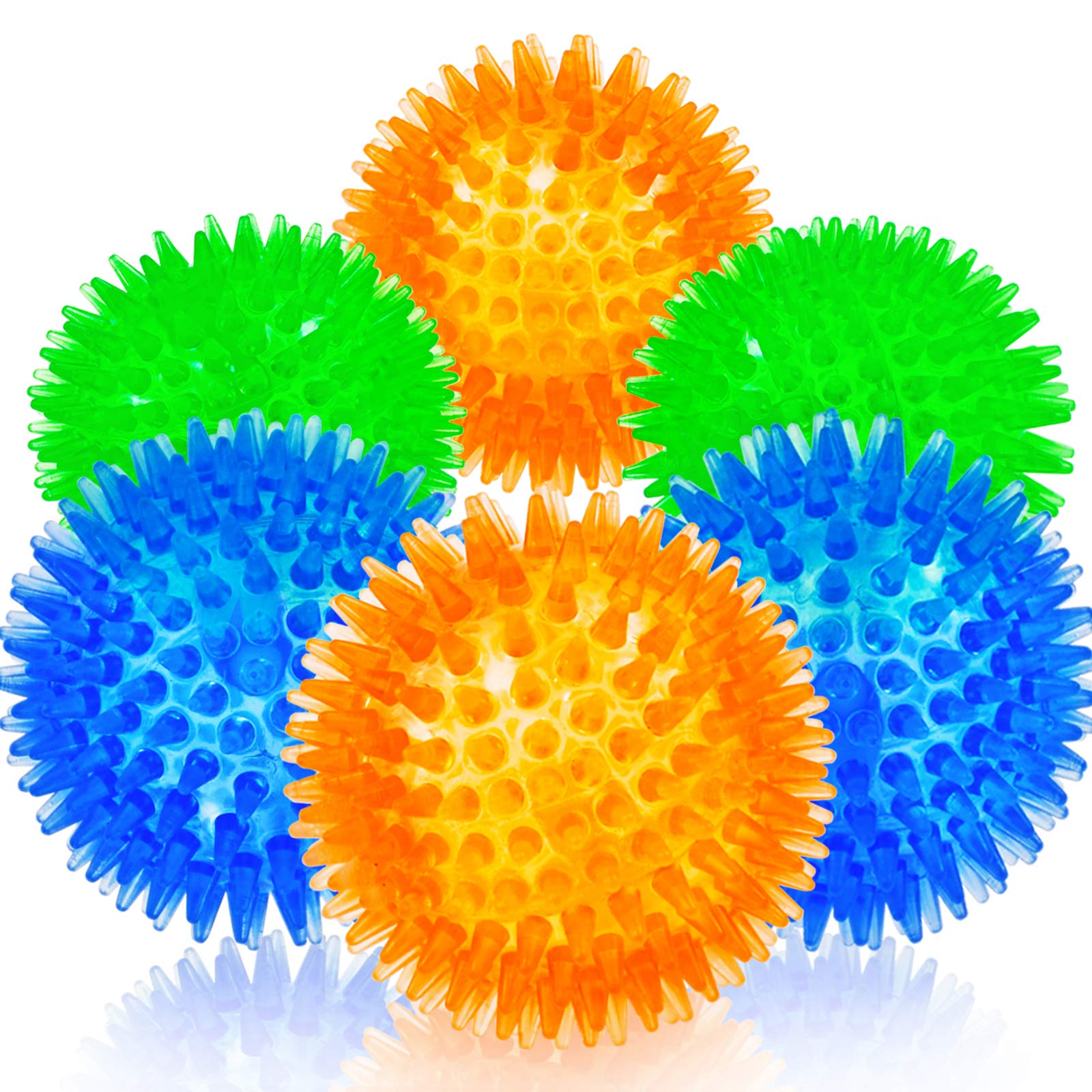 petizer 6 Pack 2.5” Squeaky Dog Toy Balls, Floating Dogs Pool Balls, Spiky Dog Balls, Durable Interactive Fetch Toys for Puppy, Dog Chew Toys for Teething (2.5", Small Dog)