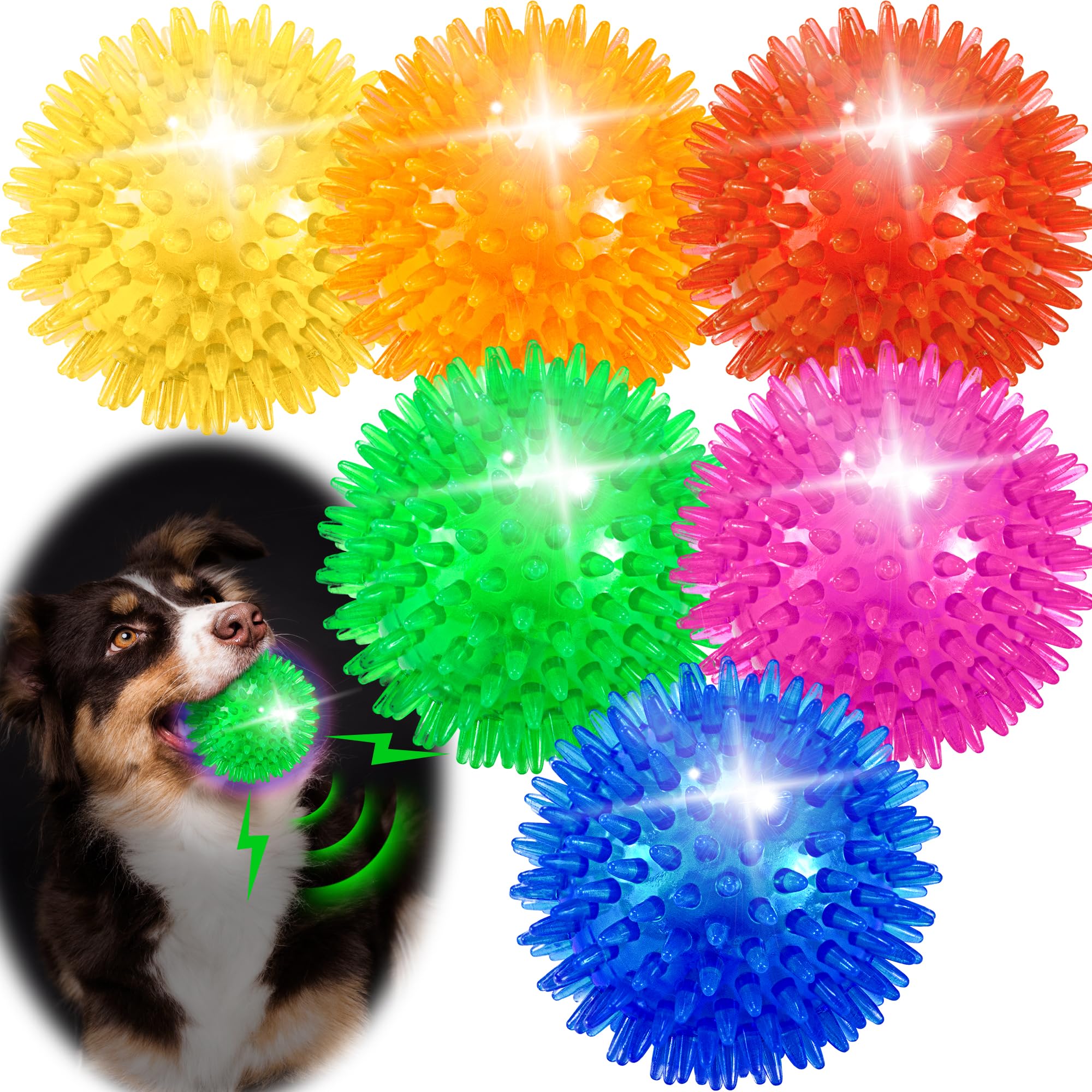 petizer 6 Pack 2.5” Squeaky Dog Toy Balls, Floating Dogs Pool Balls, Spiky Dog Balls, Durable Interactive Fetch Toys for Puppy, Dog Chew Toys for Teething (2.5", Small Dog)