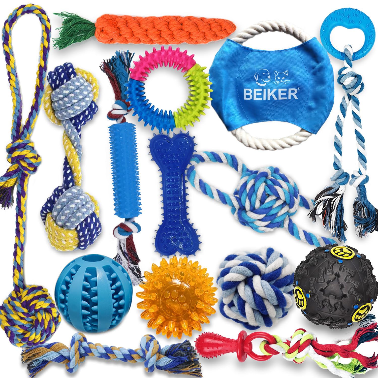 Zeaxuie 25 Pack Luxury Dog Chew Toys for Puppy, Dog Toys with Ropes, Treat Ball and Squeaky Puppy Toys for Teething Small Dogs