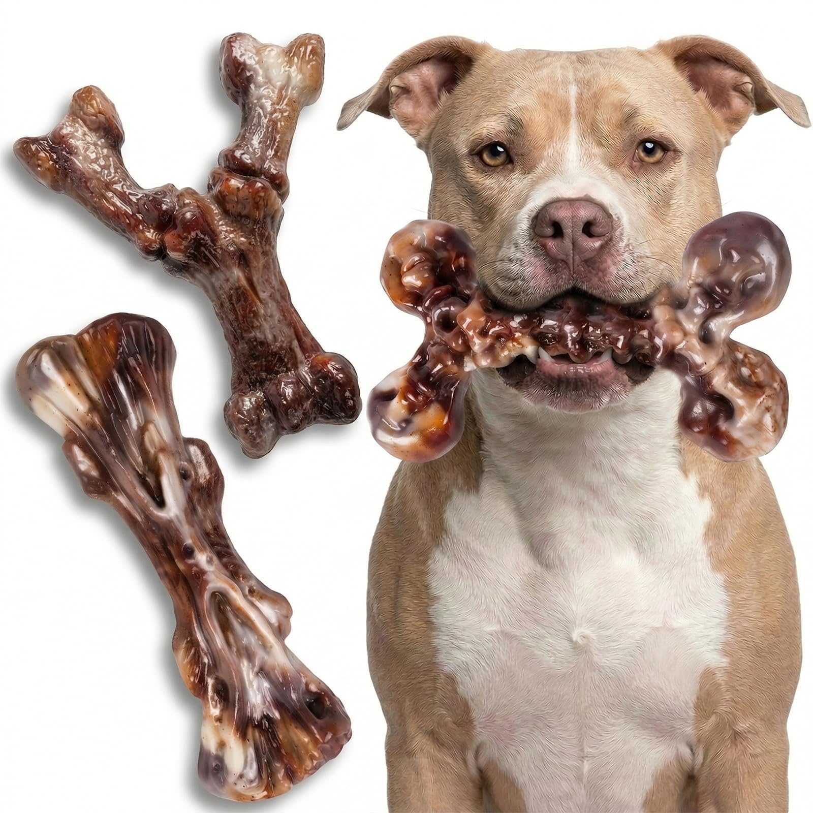 NEZIN Dog Toys for Aggressive Chewers, Indestructible Toys for Large Dogs, Dog Chew for Large Medium Small Breed, 3 Pack Super Chewer with Tough Nylon, Gift for Dogs