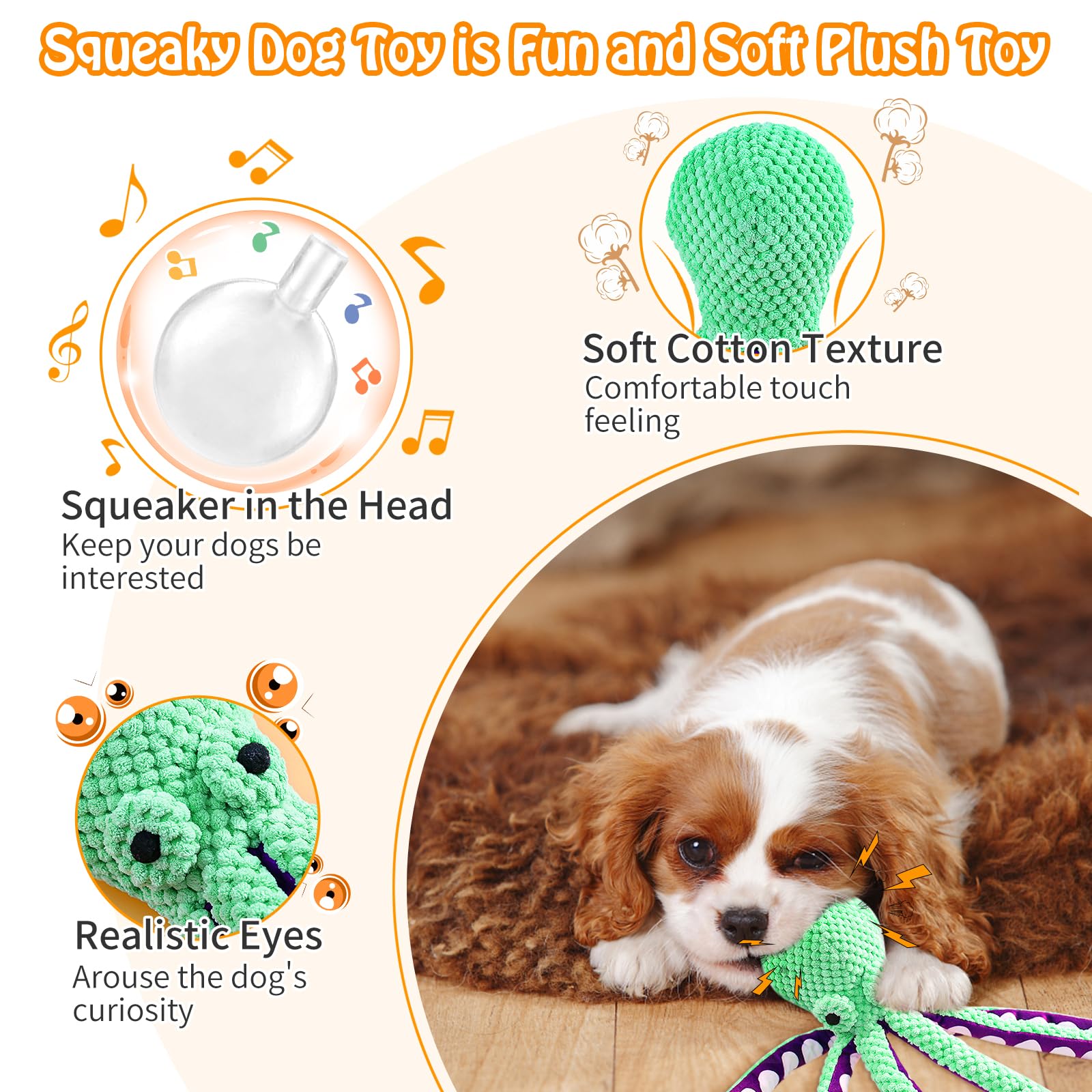 Fuufome Large Squeaky Dog Toys- Plush Dog Toys with Soft Fabric for Small, Medium, and Large Dogs Daily Companionship, Training Reward Gift