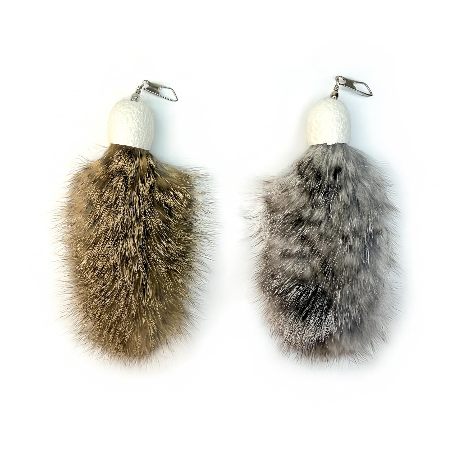 2 Pack Natural Rabbit Fur Cat Toy Refills – Silent Interactive Cat Toys for Indoor Cats, Handmade Replacement Heads with Secure Connector for Cat Wand Toys