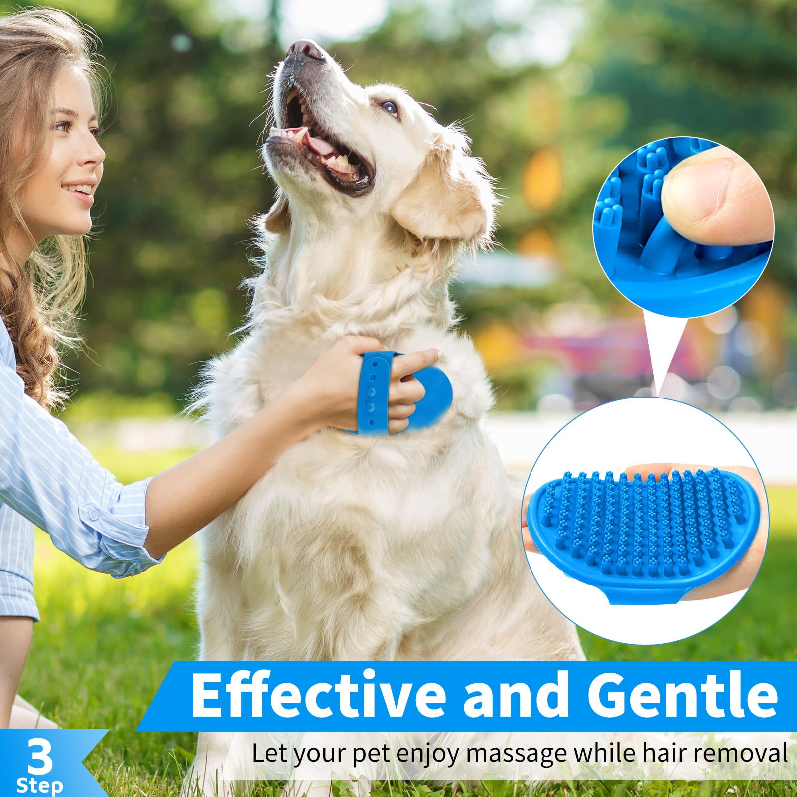 Comotech 6PCS Dog Bath Brush & Dog Toothbrush | Adjustable Handle Shampoo Brush & Scrubber for Short & Long Haired Dogs & Cats | Effectively Solve Odor & Stain Removal Problems (Blue Blue Blue.)