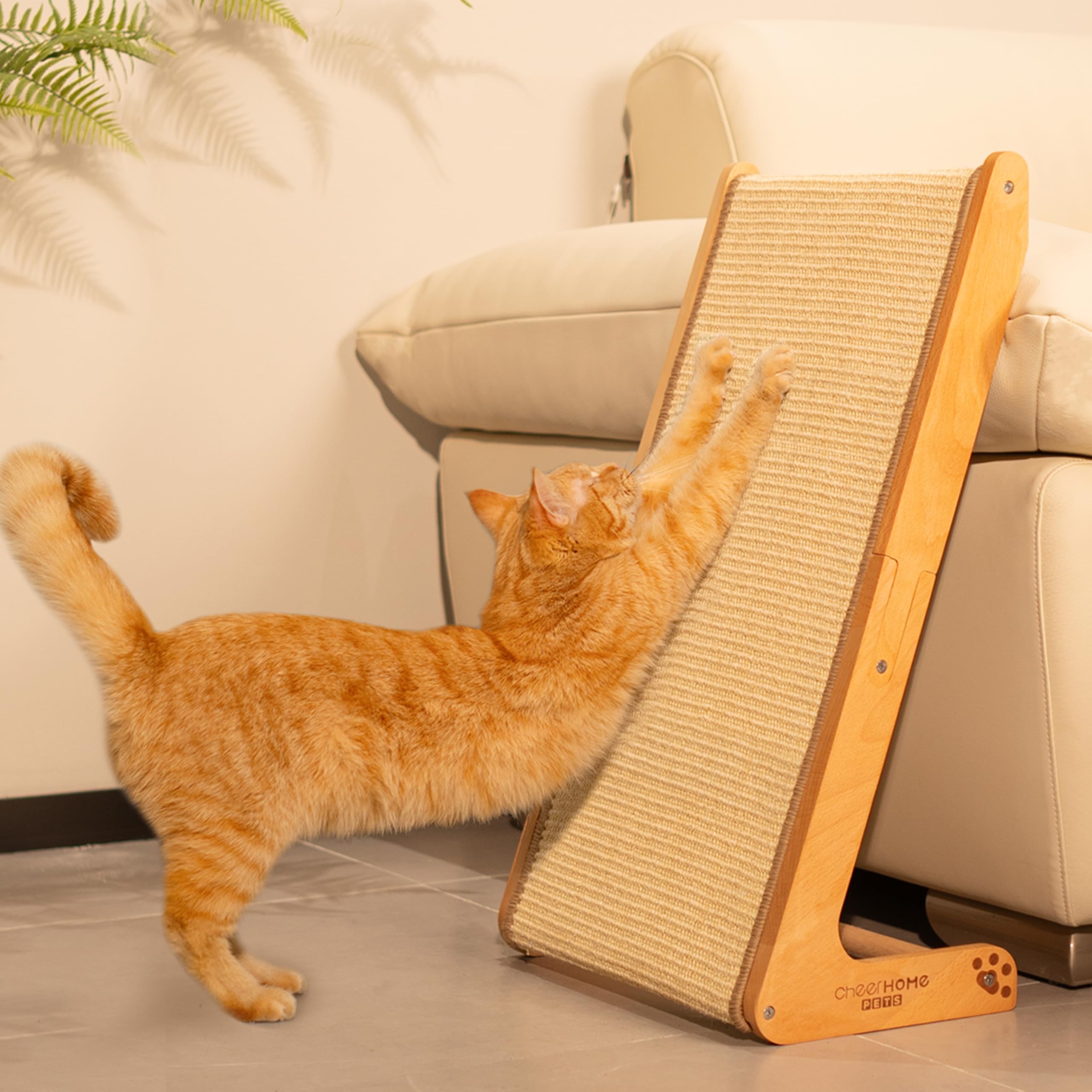 FUKUMARU Cat Scratcher, 26.8 Inch L Shape Cat Scratch Pad Wall Mounted, Cat Scratching Cardboard with Ball Toy for Indoor Cats, Large Size