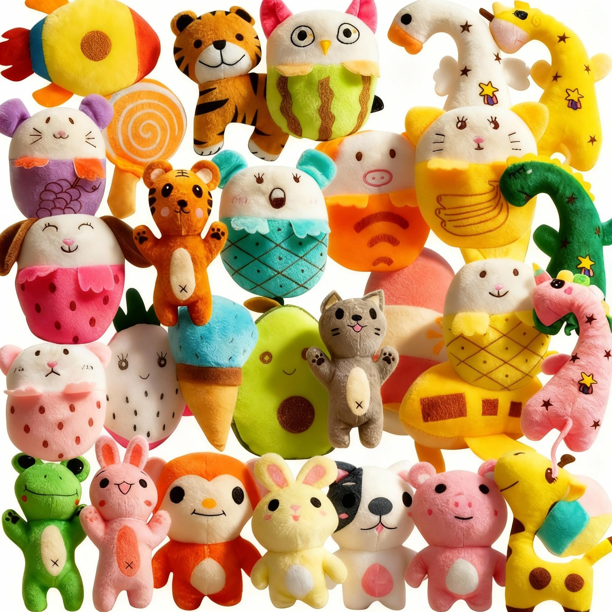 30 Pcs Dog Squeaky Toys, Cute Plush Small Dog Toys with Squeakers,Interactive Puppy Chew Toys for Small Medium Dogs Teething