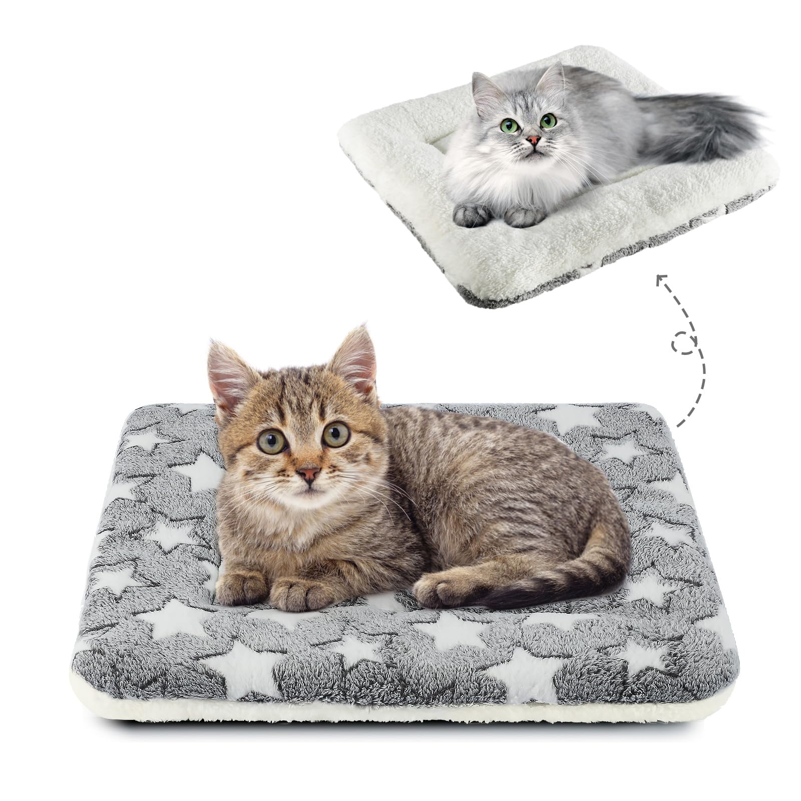 Enjoying Cat Mat Bed 10" x 15" Pet Bed with Pillow Around for Puppy Kitten Curled Sleeping Beds for Carrier/Crate Small Dog Cushion, Anti Skid Bottom, Small