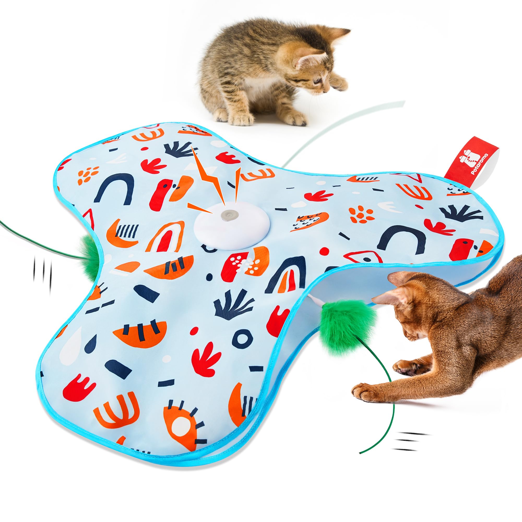 Interactive Cat Toys for Indoor Cats,[Newly Upgraded] Rechargeable Touch Activated Hide and Seek Kitten Toys for Bored Indoor Adult Cats with Fluttering (Blue)