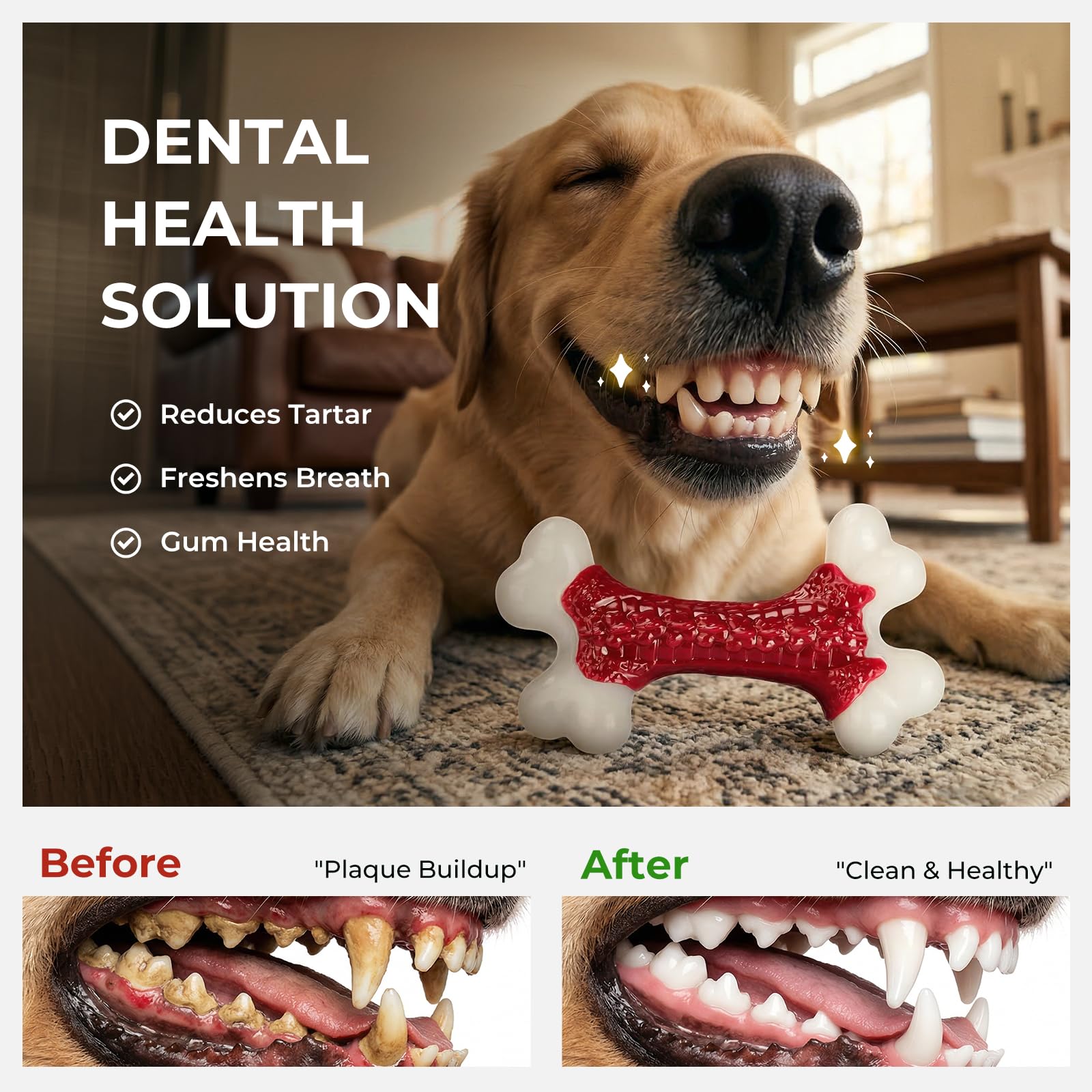 Kseroo Indestructible Dog Toys for Aggressive Chewers: Beef Flavored Hard Nylon Bone Chew Toys, Tough Dog Chew Toys for Large Dogs, Dog Toys to Keep Them Busy for Medium Large Breed (20-80 lbs), Red