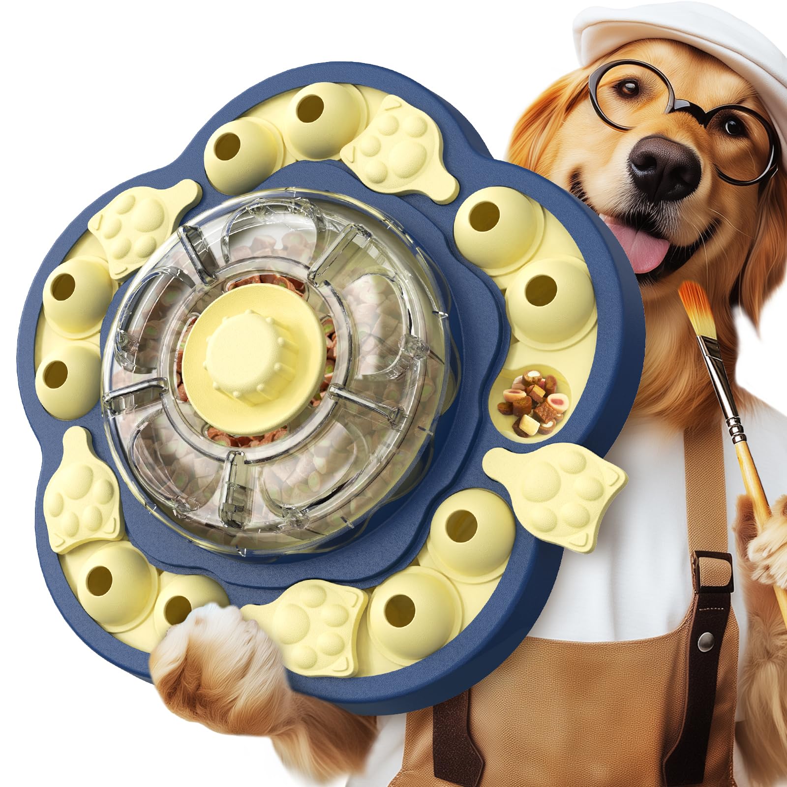 Potaroma Dog Puzzle Toy 2 Levels, Slow Feeder, Pup Food Treat Feeding Dispenser for IQ Training and Entertainment for All Breeds 4.2 Inch Height