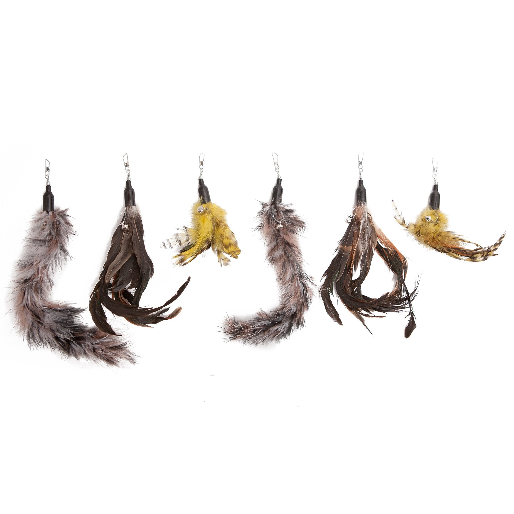 miwoowim Natural unstained Feathers,8PCS Cat Feather Toys Replacement Wand Toy Refills, Cat Feathers Refill for Indoor Cats,Perfect Wand Attachments