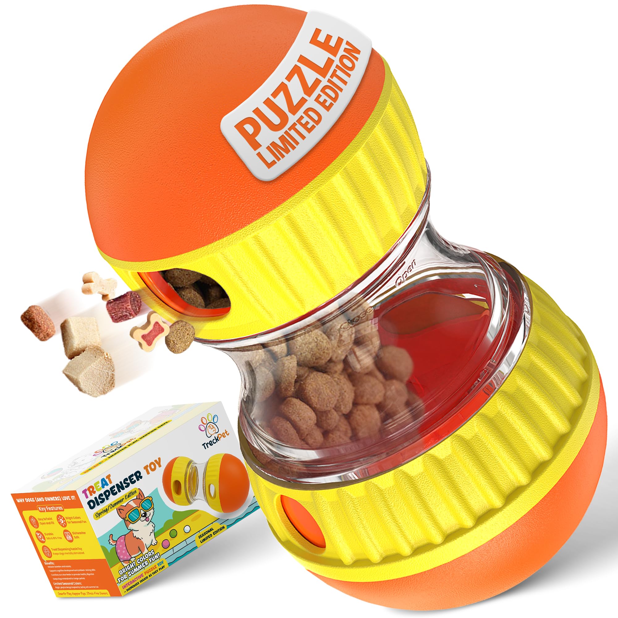 BSISUERM Dog Puzzle Toy Adjustable Treat Dispensing Ball Food Dispenser Tough Slow Feeder Puppy Enrichment Training Toy Pet Interactive Chase Toys for Small Medium Large Dogs to Keep Them Busy, Green