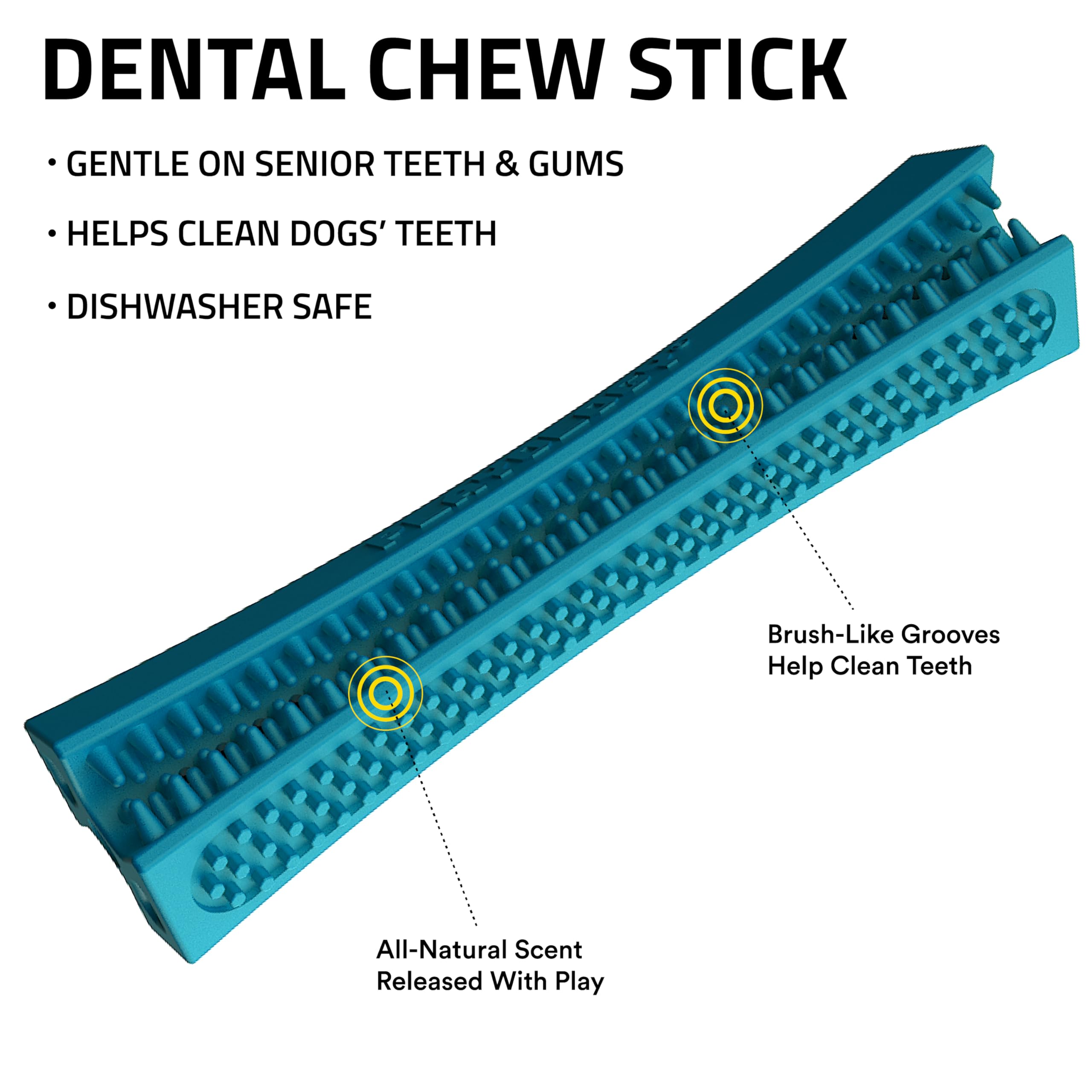 Playology Dog Toys | Dental Chew Stick Gentle on Gums | Medium Peanut Butter Scented Toy - Easy to Clean and Made from Non Toxic Materials