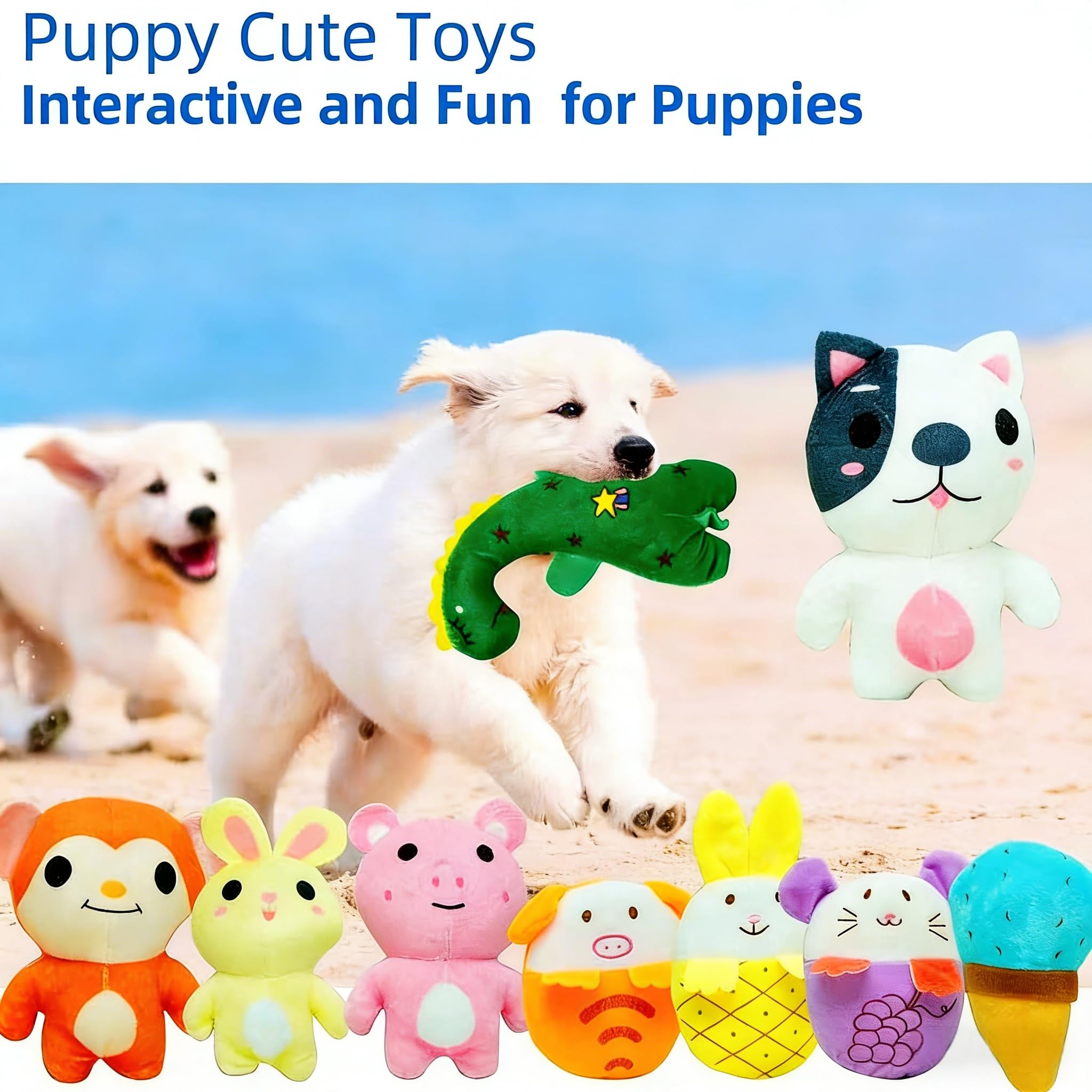 30 Pcs Dog Squeaky Toys, Cute Plush Small Dog Toys with Squeakers,Interactive Puppy Chew Toys for Small Medium Dogs Teething