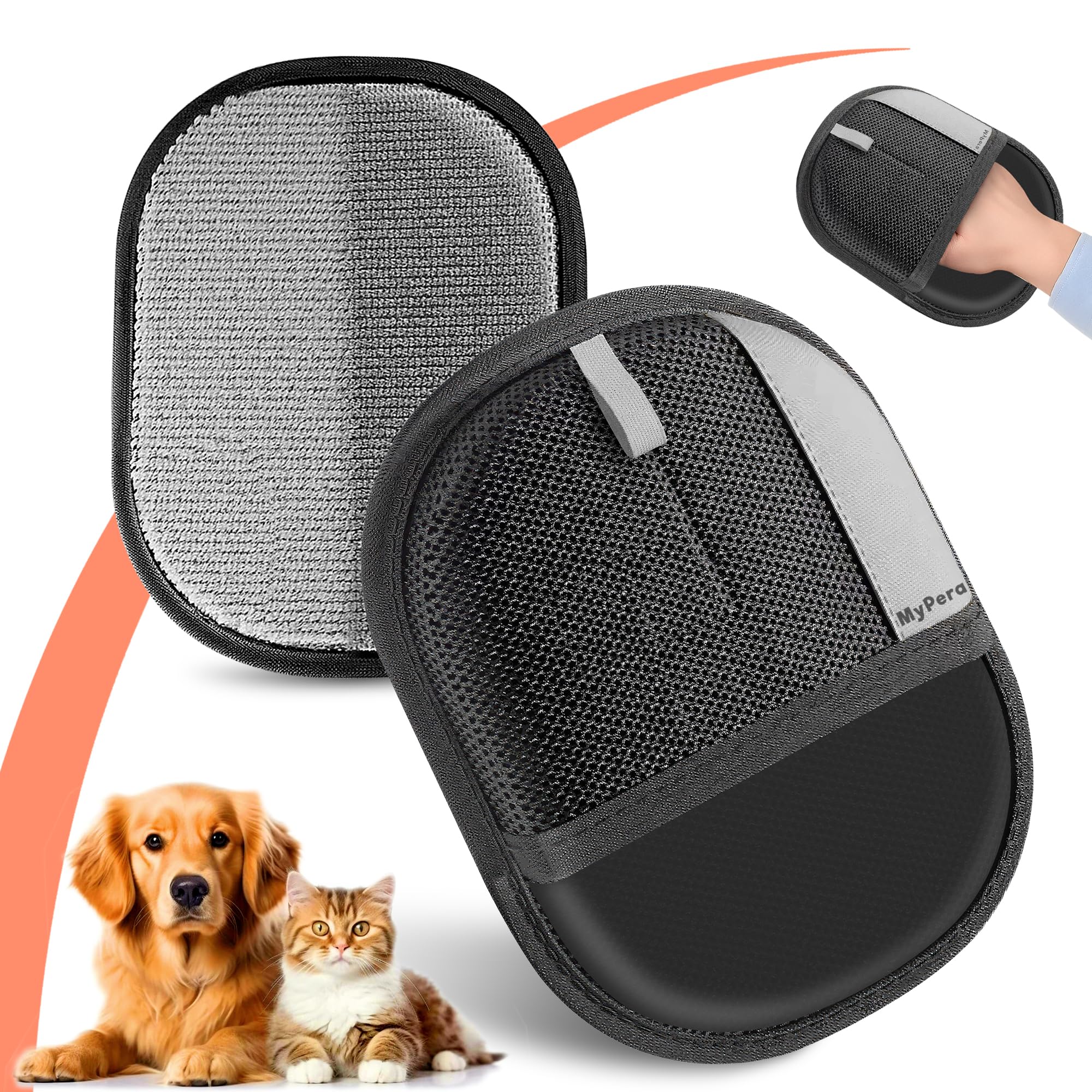 SAWMONG Pet Hair Removal Glove, 2Pcs Cat & Dog Reusable Pet Hair Remover Gloves New Upgrade, Grooming Pet Hair Remover Tool, Alternative to Lint Rollers