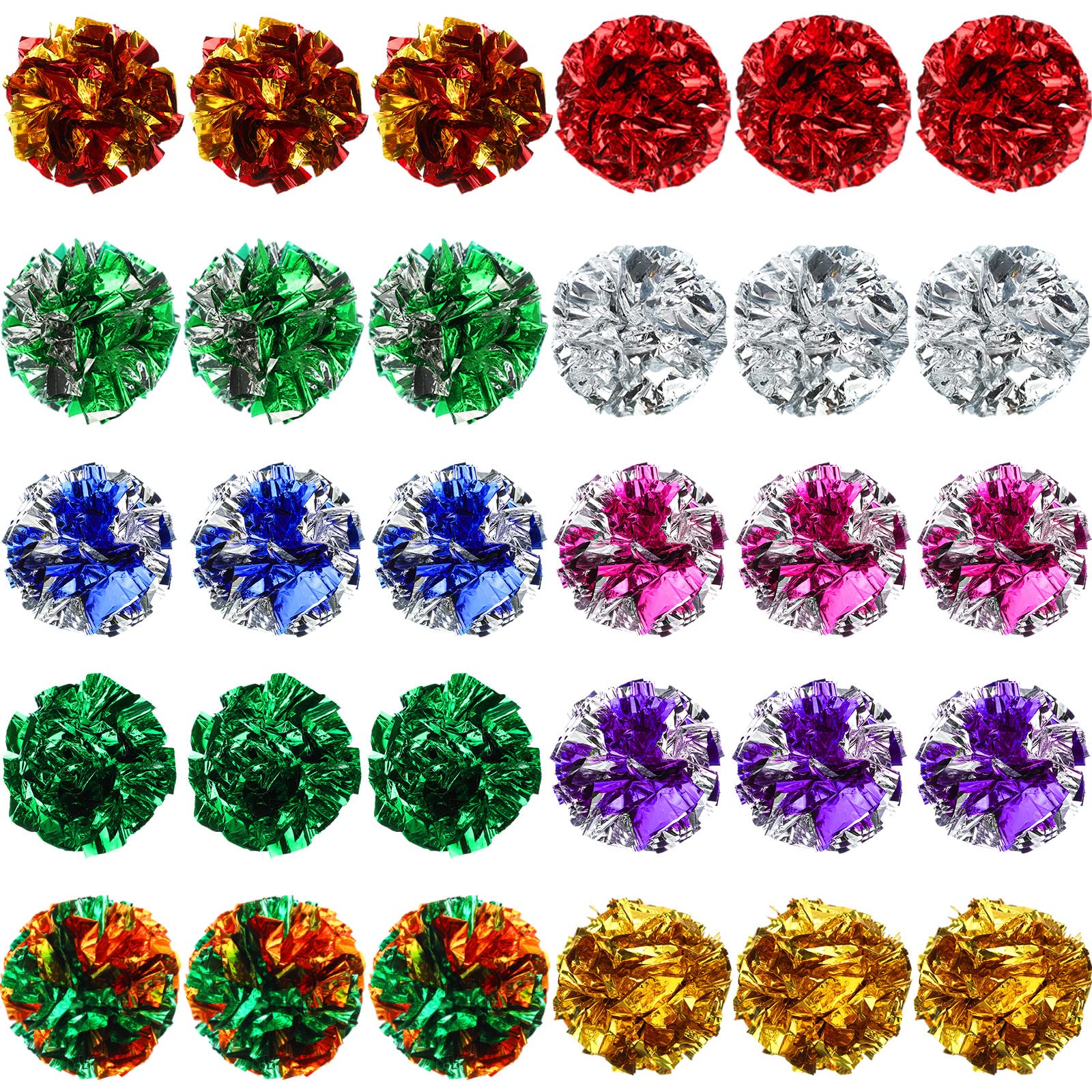 PET SHOW 20 Pcs Cat Crinkle Toy Ball 2.5inch Mylar Cat Pounce Chase Toys Colorful Paper Ball Chase Training Activity for Cats Kittens