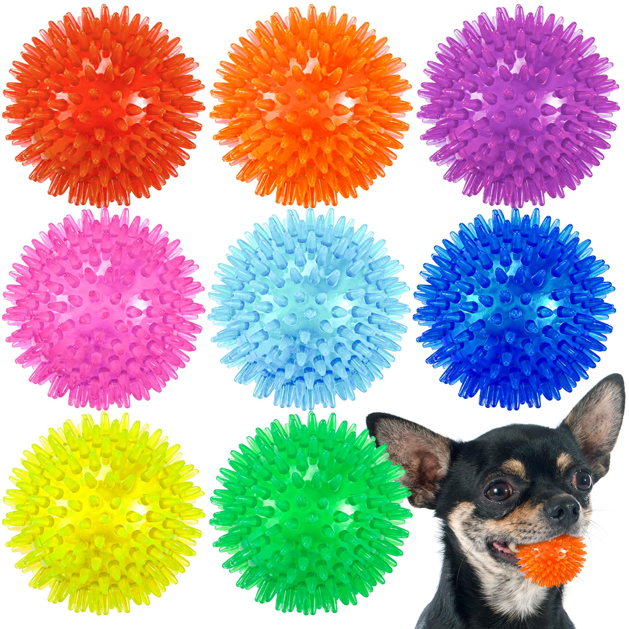petizer 6 Pack 2.5” Squeaky Dog Toy Balls, Floating Dogs Pool Balls, Spiky Dog Balls, Durable Interactive Fetch Toys for Puppy, Dog Chew Toys for Teething (2.5", Small Dog)