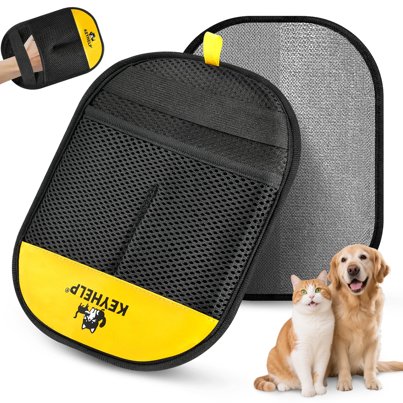 SAWMONG Pet Hair Removal Glove, 2Pcs Cat & Dog Reusable Pet Hair Remover Gloves New Upgrade, Grooming Pet Hair Remover Tool, Alternative to Lint Rollers