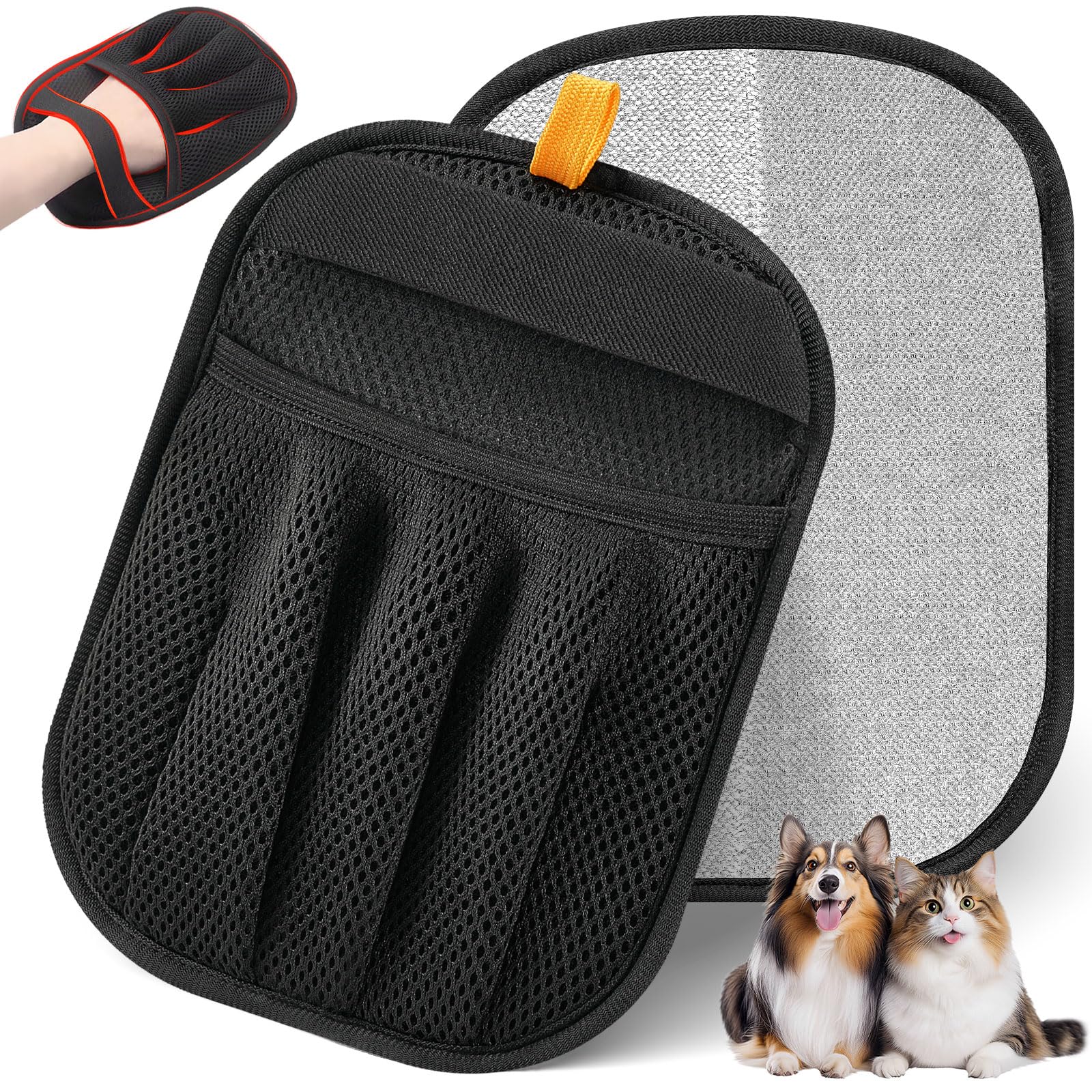 SAWMONG Pet Hair Removal Glove, 2Pcs Cat & Dog Reusable Pet Hair Remover Gloves New Upgrade, Grooming Pet Hair Remover Tool, Alternative to Lint Rollers