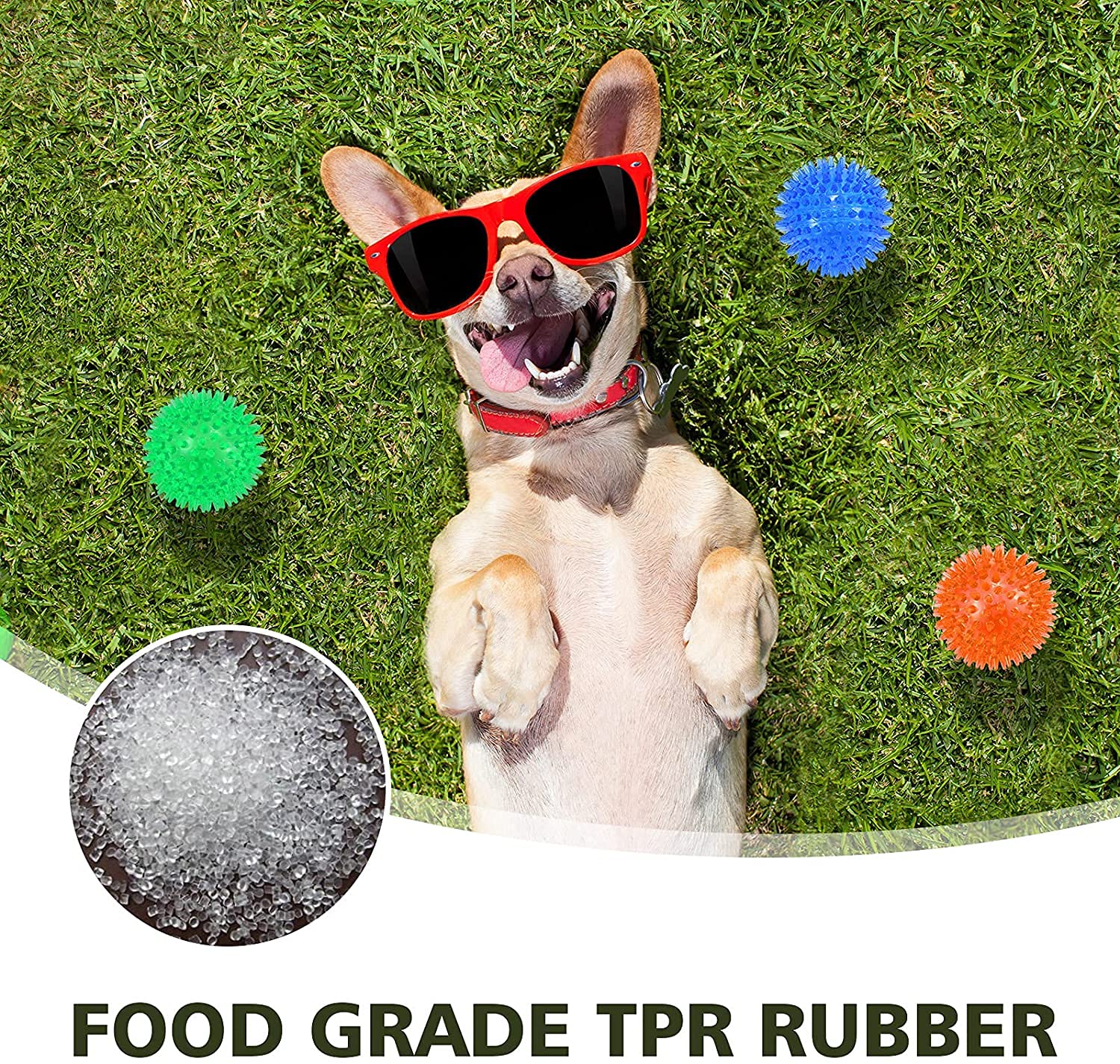 petizer 6 Pack 2.5” Squeaky Dog Toy Balls, Floating Dogs Pool Balls, Spiky Dog Balls, Durable Interactive Fetch Toys for Puppy, Dog Chew Toys for Teething (2.5", Small Dog)