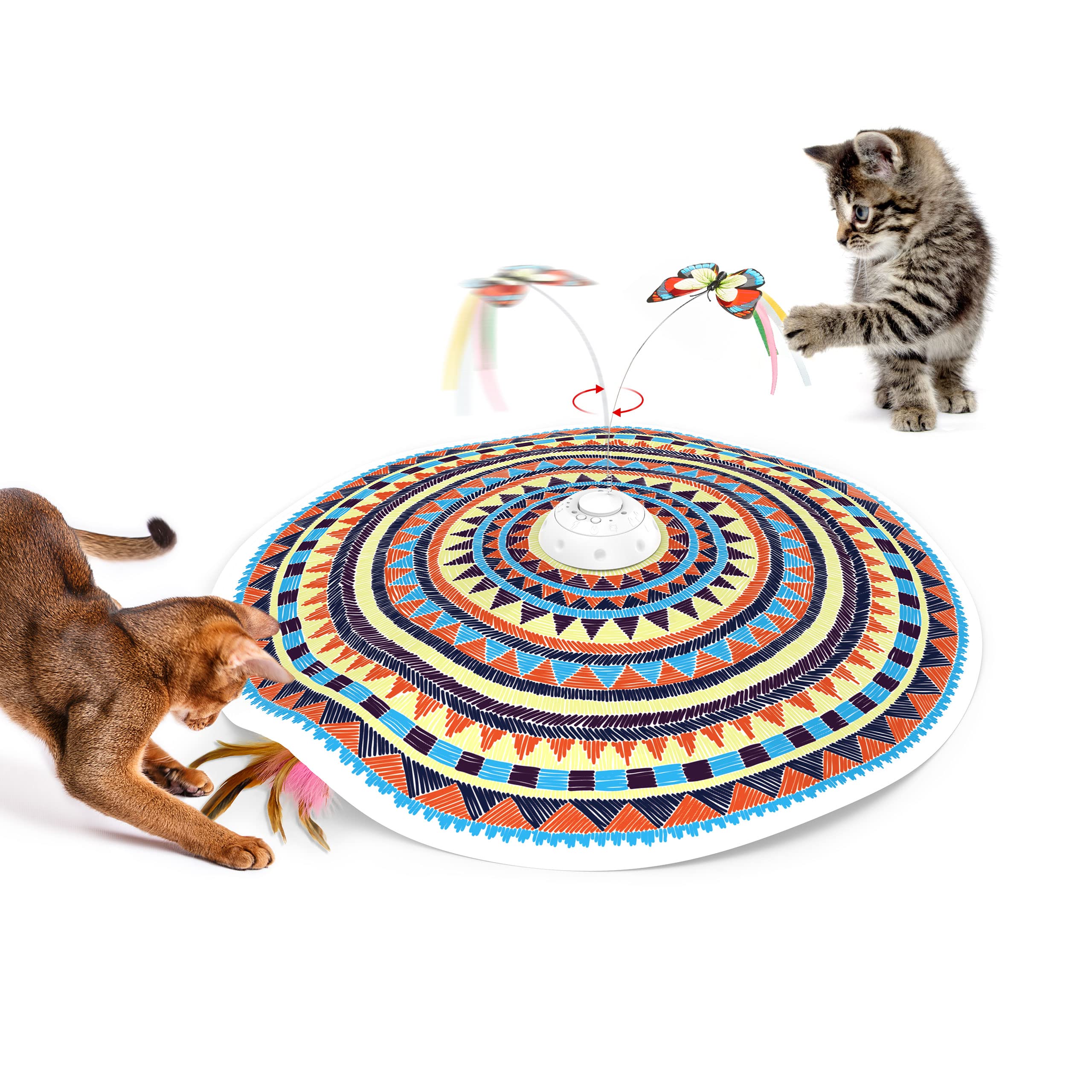Interactive Cat Toys for Indoor Cats,[Newly Upgraded] Rechargeable Touch Activated Hide and Seek Kitten Toys for Bored Indoor Adult Cats with Fluttering (Blue)