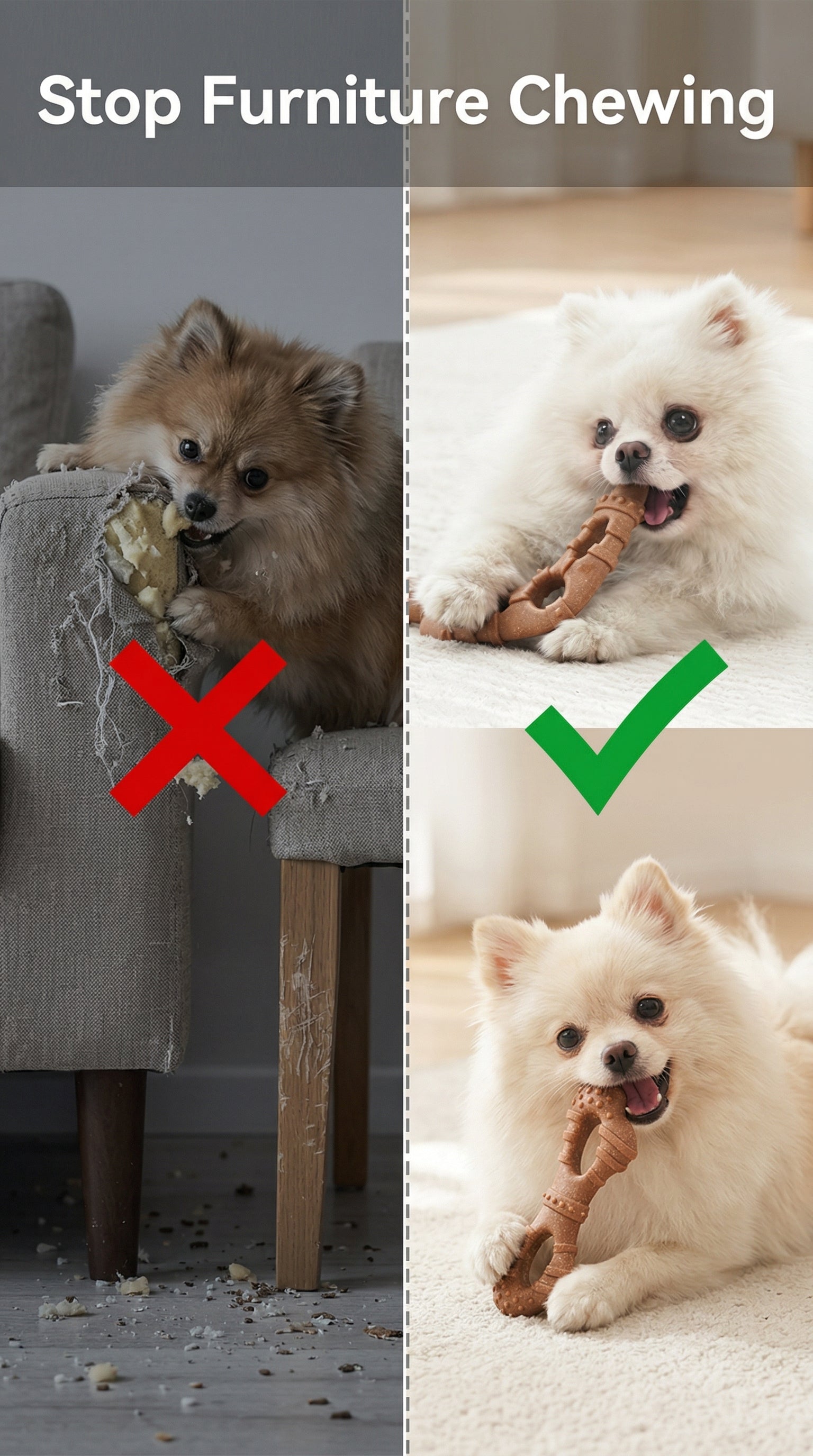 fufupet Wooden Plastic Dog Chew Toys, Durable Teeth Cleaning Puppy Bones for Small Medium Dogs, Safe PP Wood Powder Pet Toys for Aggressive Chewers