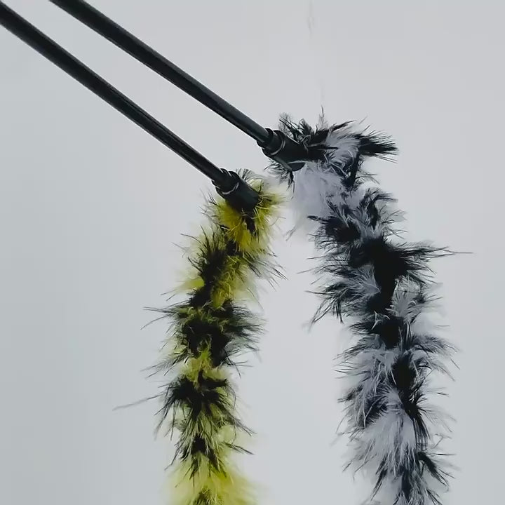 Long Fluffy Feather Cat Teaser Wand, Interactive Cat Toy with Soft Plush Tail for Kitten & Adult Cat, Durable Cat Chase Toy for Exercise & Boredom Relief